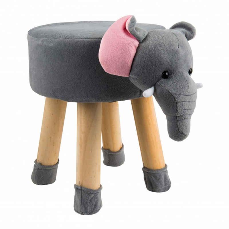 dasmöbelwerk Kinderhocker Tierhocker Stoff Holzbeine Deko Hocker Kinderhocker Kinder Elefant