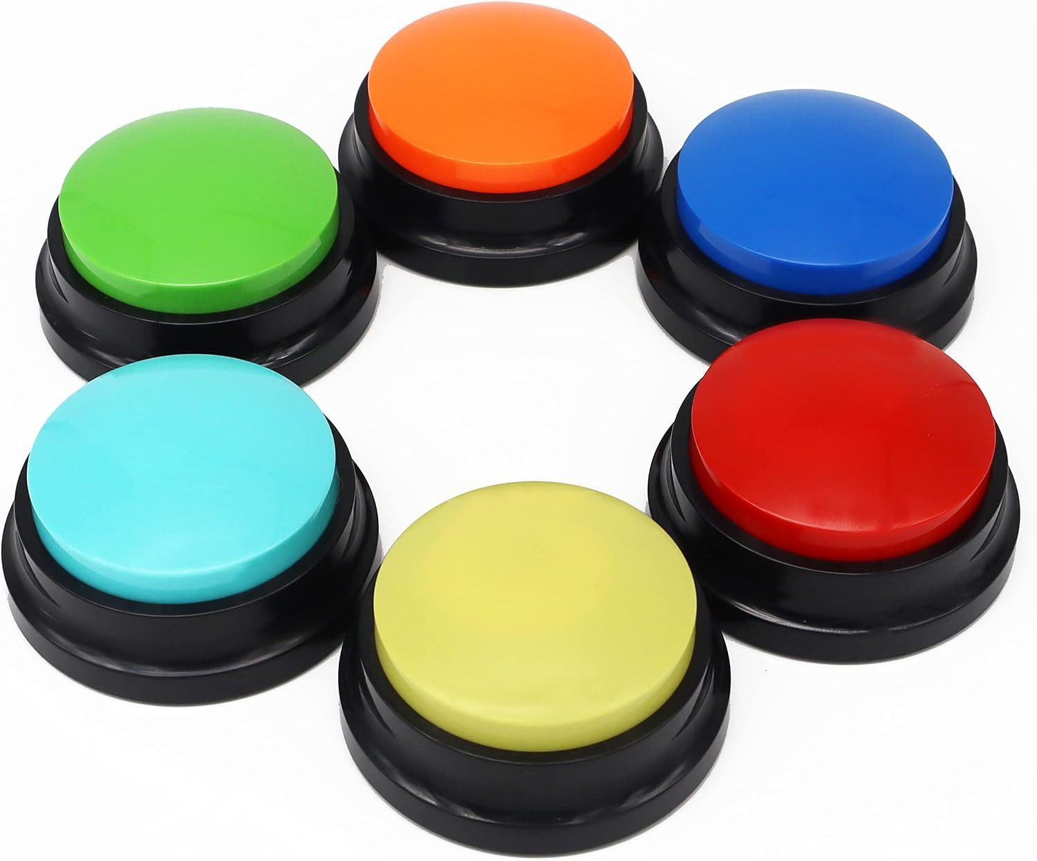 POPOLIC Tier-Intelligenzspielzeug Hundetraining Buzzer mit Aufnahmefunktion – 6er-Set, sprechende Kommunikations-Tasten für Hunde, Intelligenzspielzeug mit 30 Sekunden Aufnahme- & Wiedergabefunktion (6-tlg)