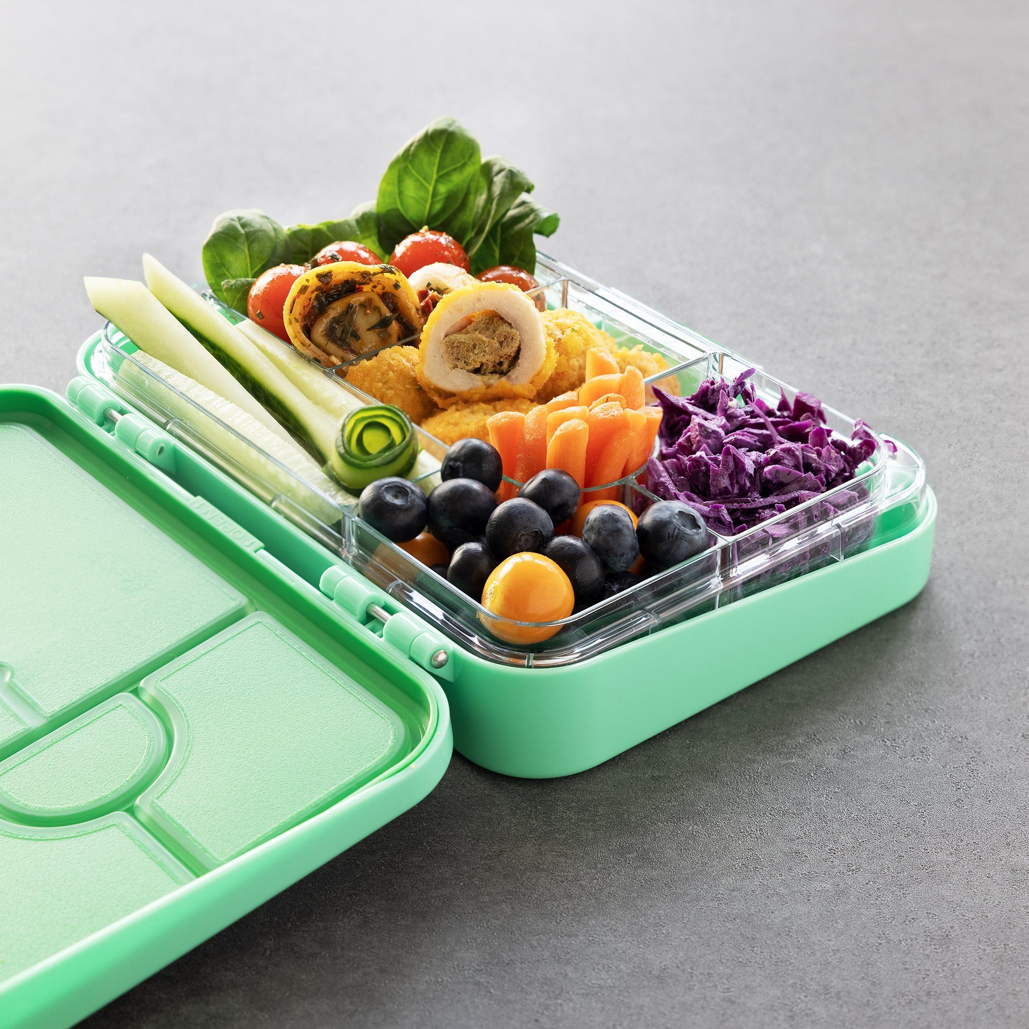 Lunch Box mit auslaufsicher Vesperbox Navaris Bento Fächern, Box - Brotdose Lunchbox Kunststoff Grün