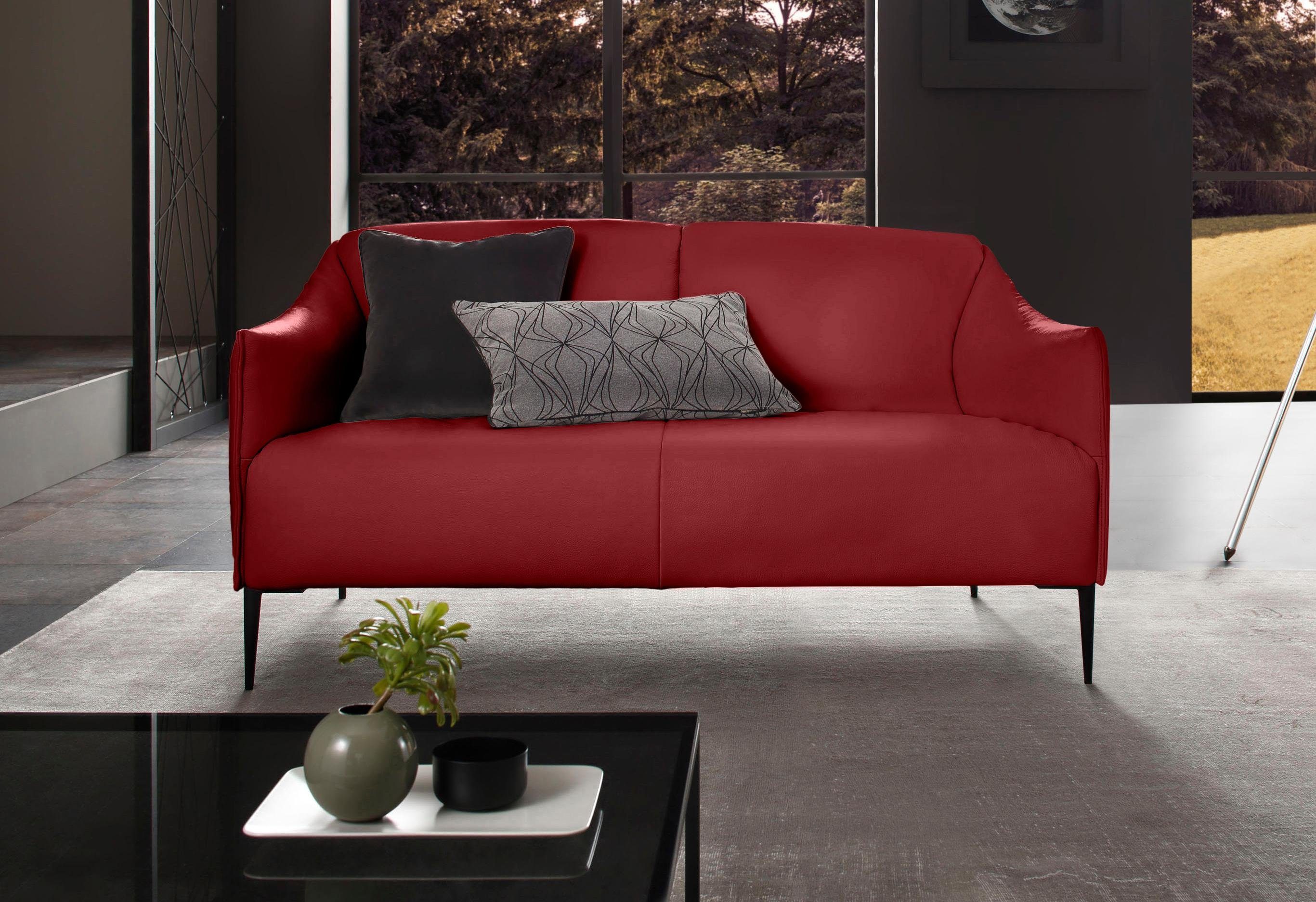W.SCHILLIG Z59 red 154 Schwarz mit sally, 2-Sitzer ruby pulverbeschichtet, cm in Metallfüßen Breite