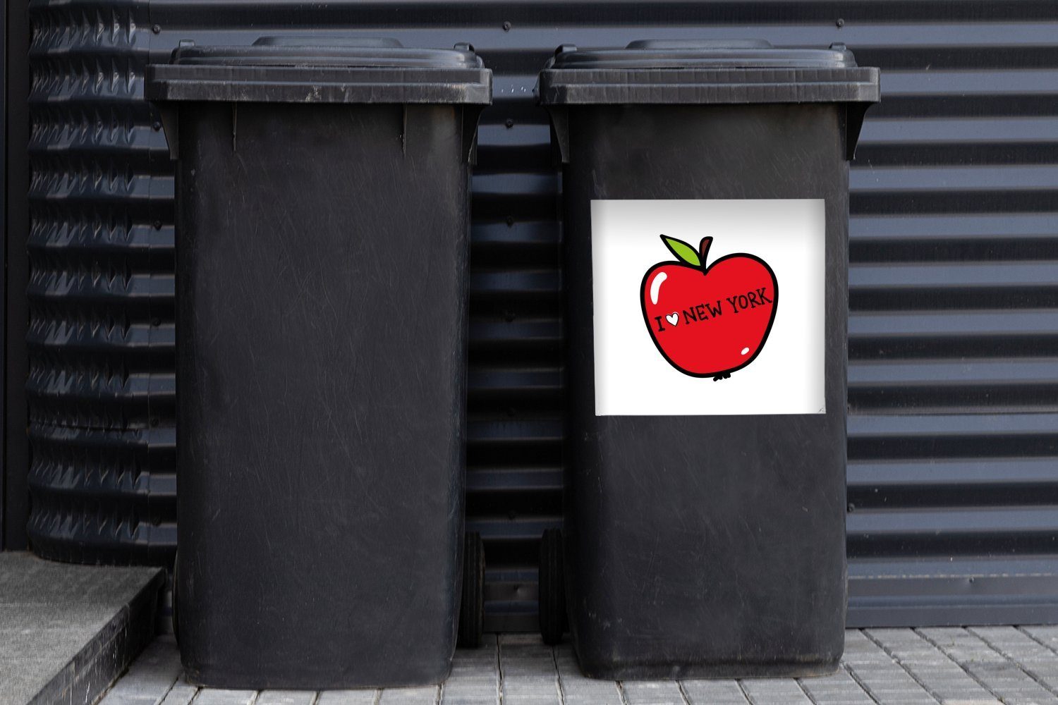 MuchoWow - Mülltonne, Abfalbehälter St), Rot Container, - (1 York New Wandsticker Sticker, Apfel Mülleimer-aufkleber,