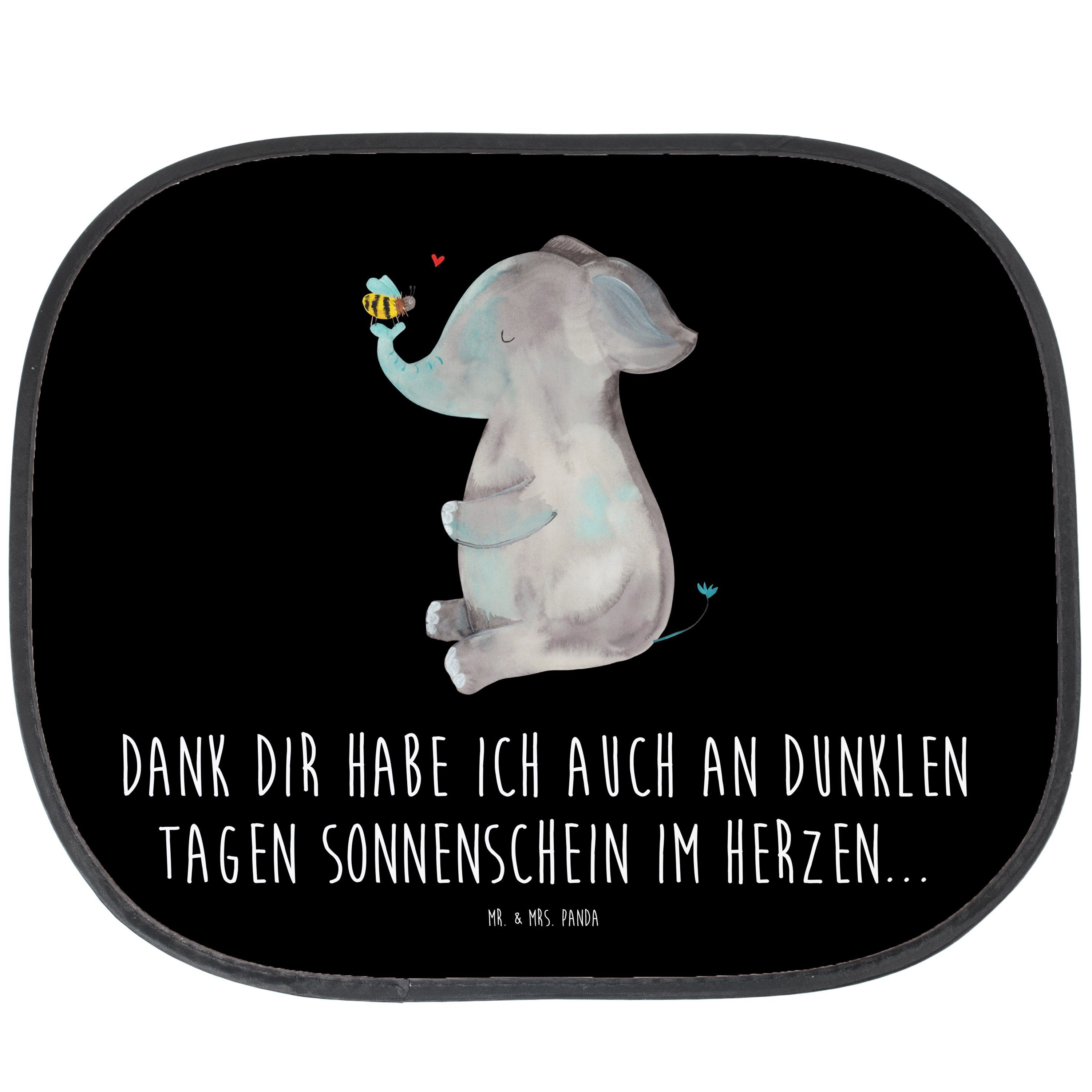 Sonnenschutz Elefant & Biene - Schwarz - Geschenk, Tiere, Auto Sonnenschutz,  Sonne, Mr. & Mrs. Panda, Seidenmatt, Farbecht