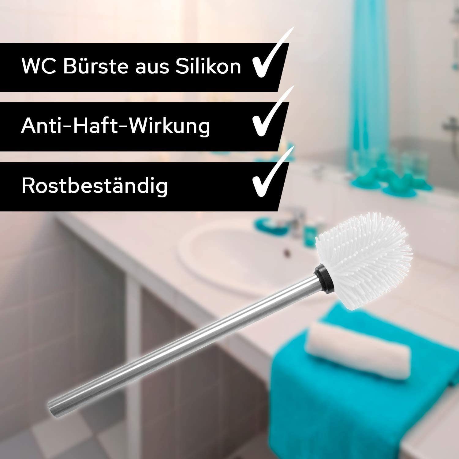 ROXUS WC-Reinigungsbürste SILIKON Silikonbürstenkopf Toilettenbürste, Ersatzbürste, 2 Klobürste, Bürste, weiß (Set, WC teilig), WC, hochwertiger jedes WC