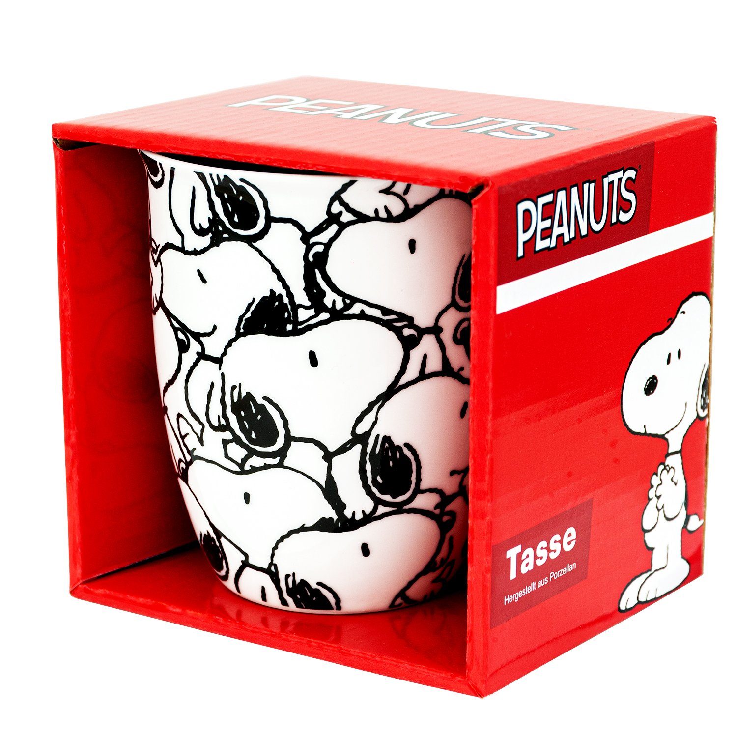 Peanuts Keramik Snoopys - Tasse Weiß Allover Keramik 280 Tasse ml, The Labels® United Kaffeetasse