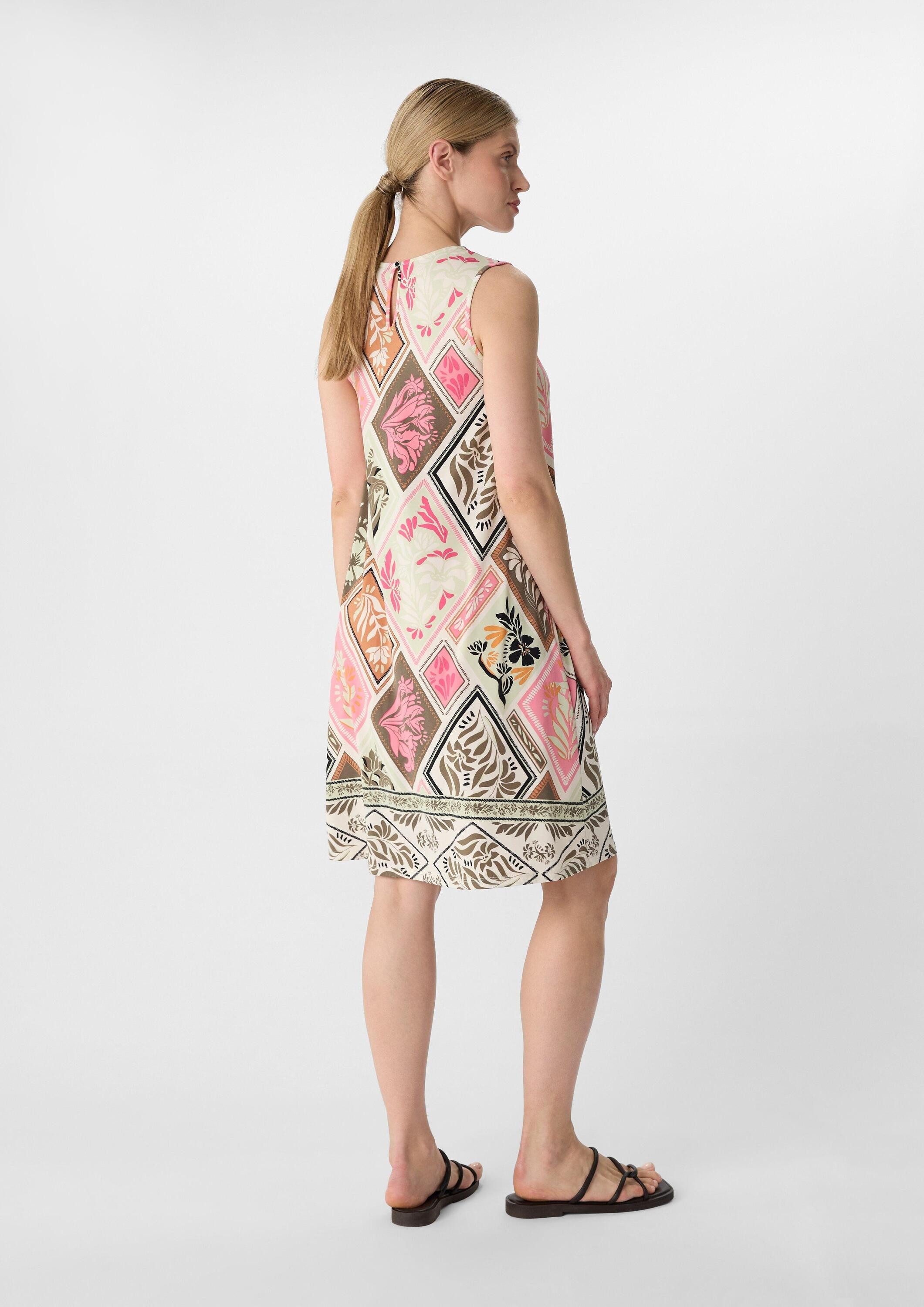 comma Minikleid Kleid Fließendes Jerseykleid mit All-over-Print