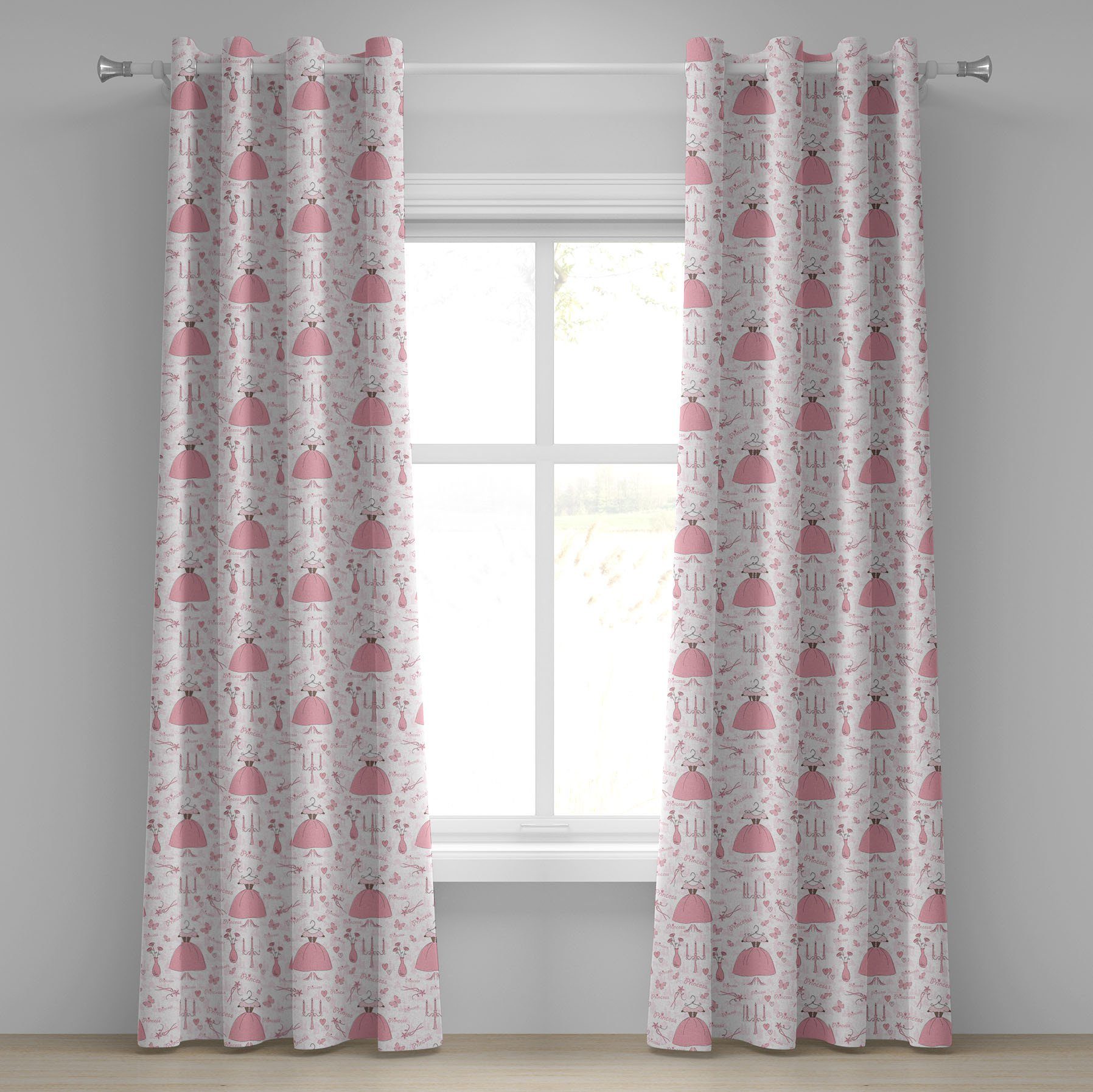 Gardine Dekorative 2-Panel-Fenstervorhänge für Schlafzimmer Wohnzimmer, Abakuhaus, Rosa Princess Mystic Kerzen