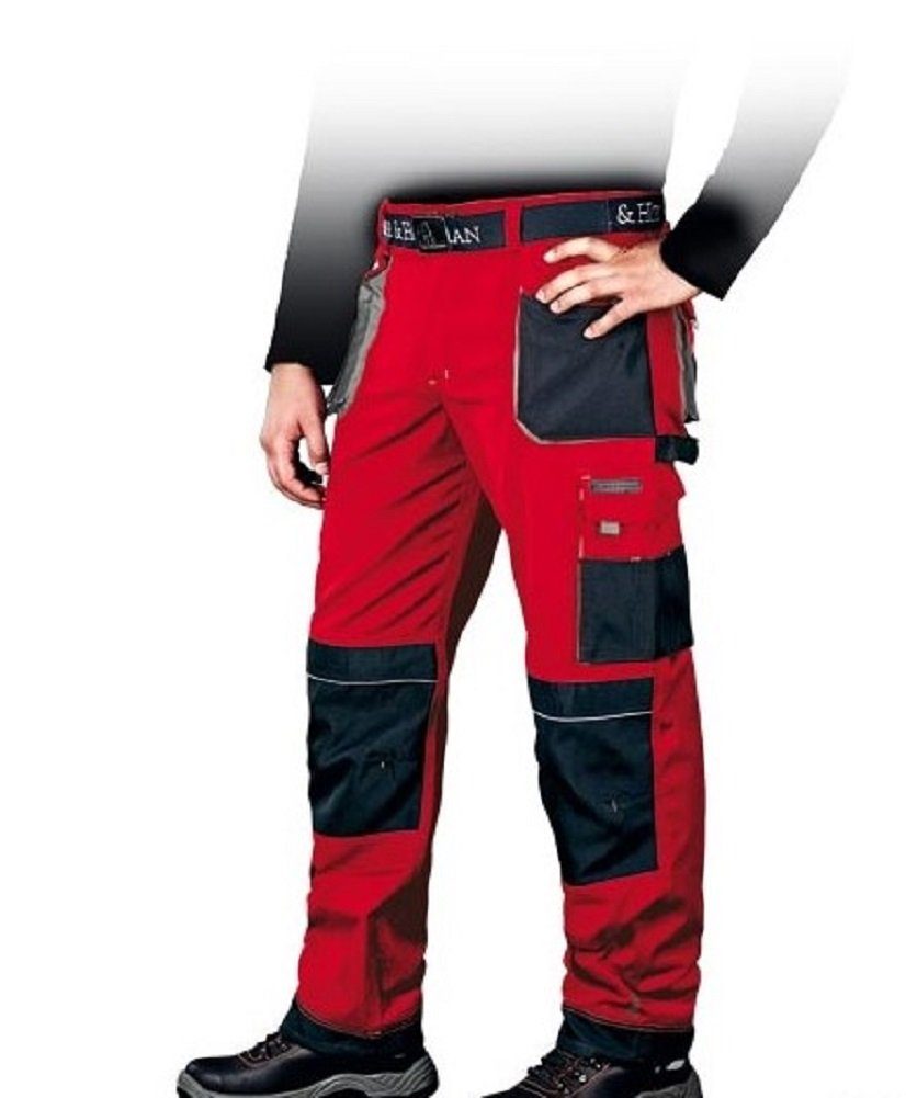 LEBER & HOLLMANN Arbeitshose Arbeitshose Industrie rot/dunkelgrau Handwerk Schutzhose Hose