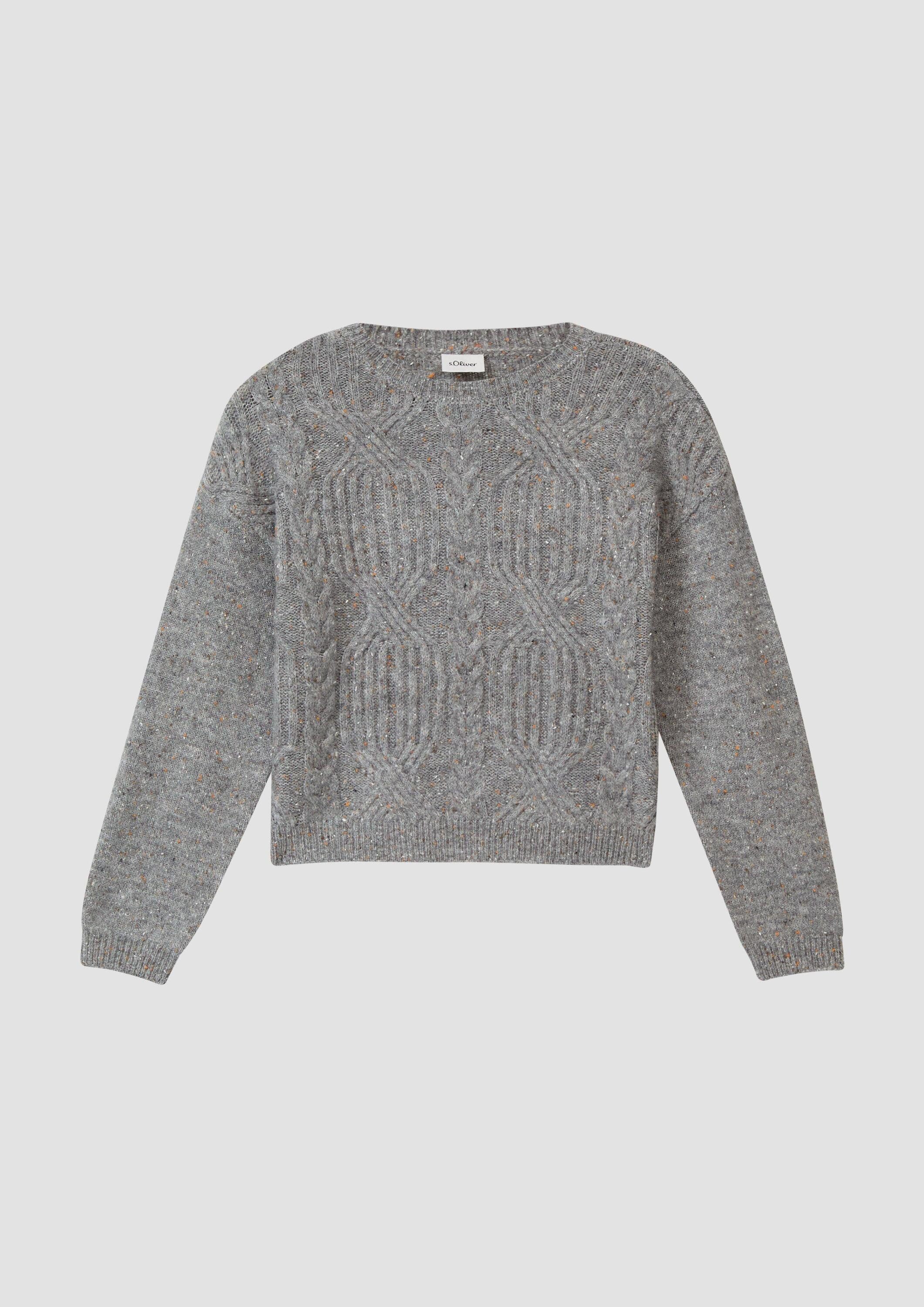 s.Oliver Longpullover Strickpullover Kurzer Strickpullover im Loose Fit mit Zopfmuster