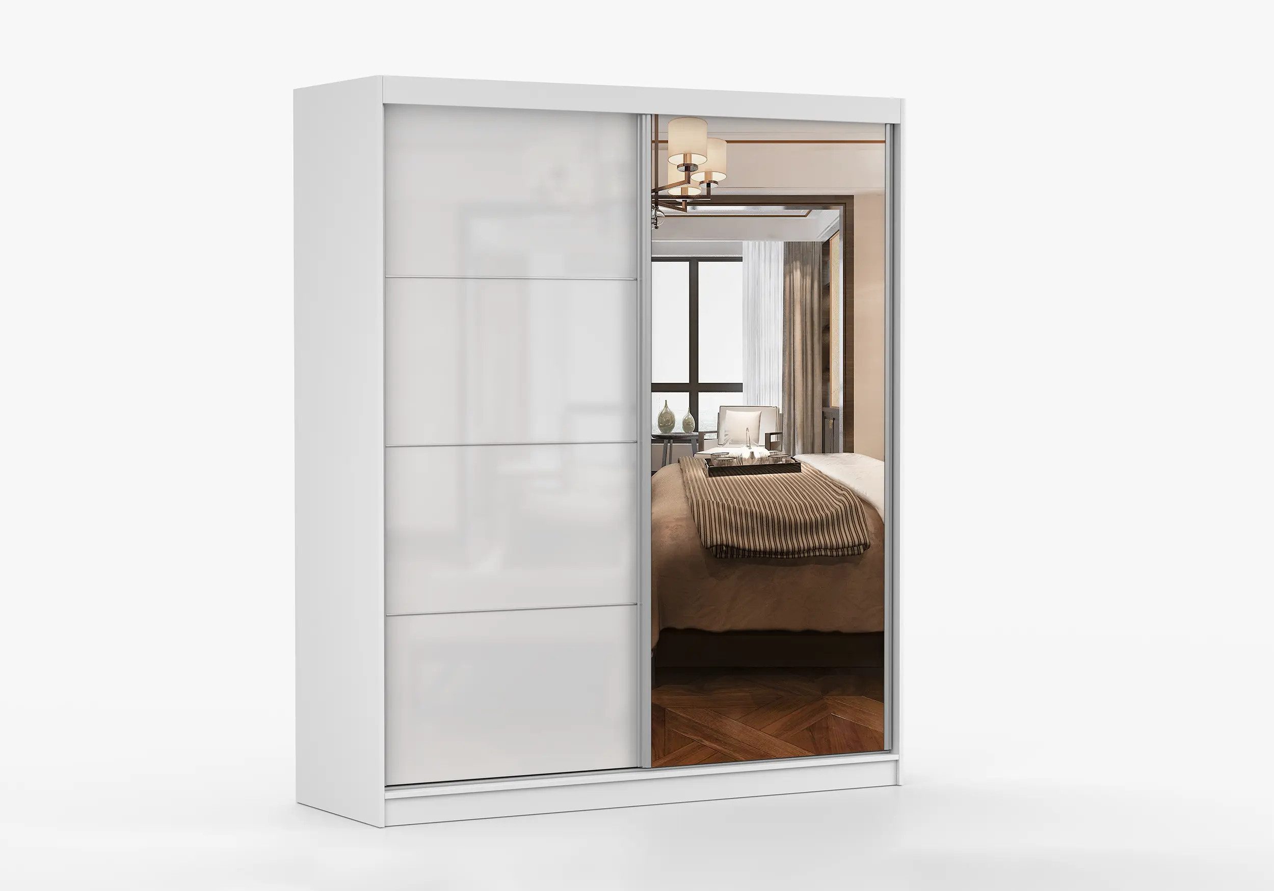 imoebel24 Schwebetürenschrank MULTI 35 183 cm - Weiss / Weiss günstig online kaufen