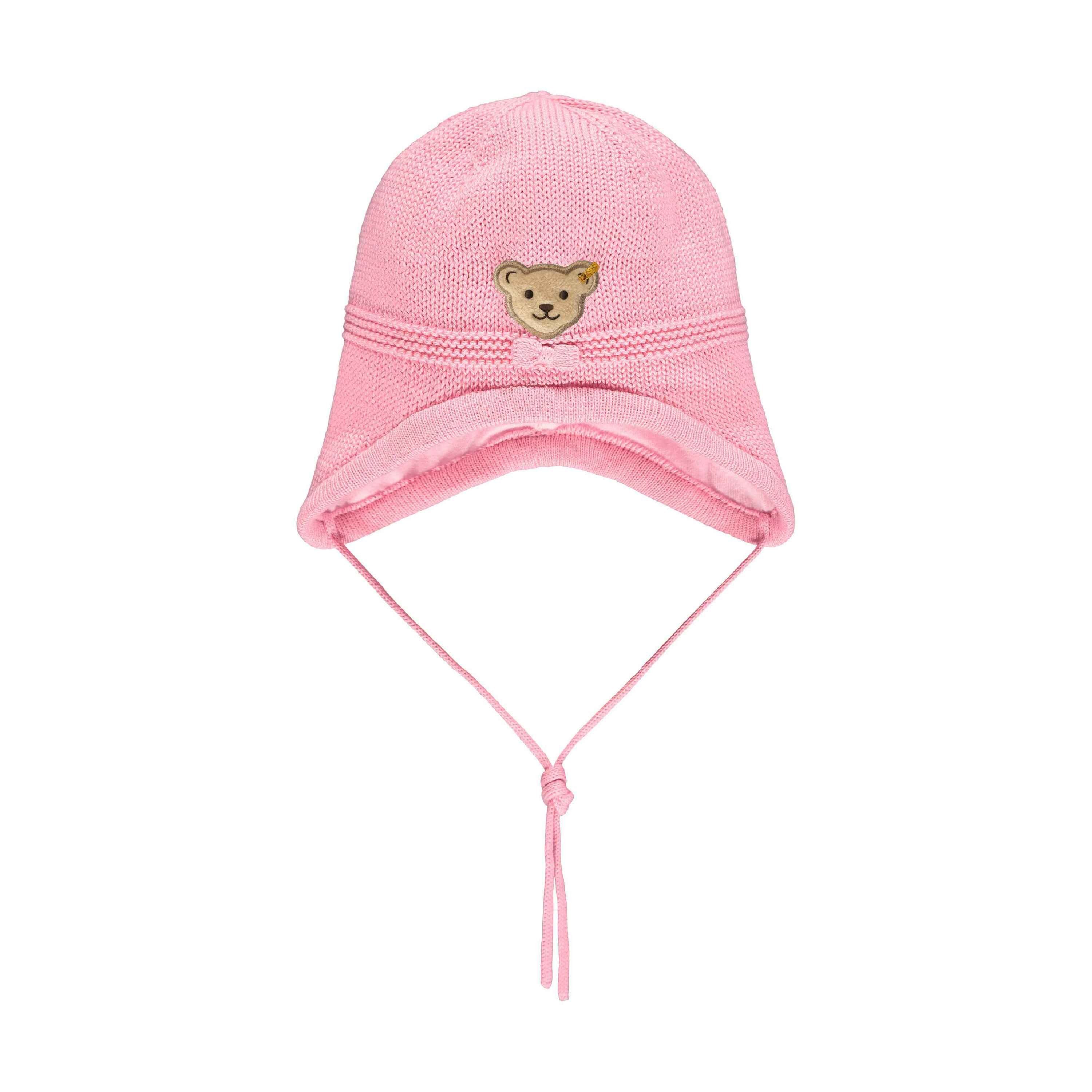 Steiff Baby-Mädchen Mütze Mit Bindebändern – Klassisches Design, Weicher Jersey, Teddy-Motiv