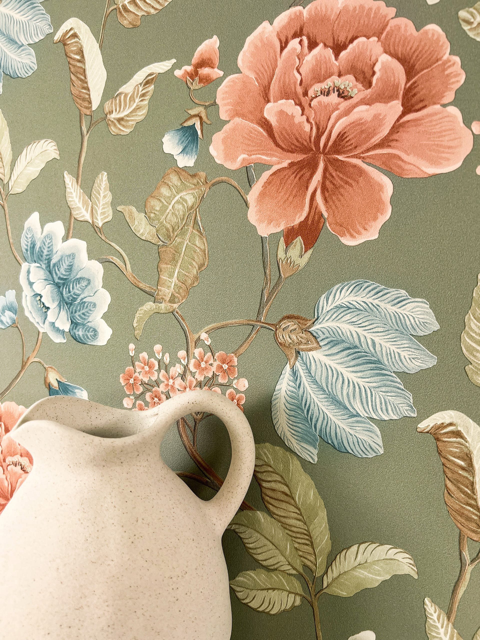 Newroom Vliestapete, Grün Tapete Floral Blumen günstig online kaufen