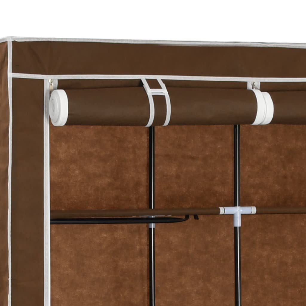 Braun furnicato Fächern Kleiderschrank mit Stangen und Stoff 150x45x175cm