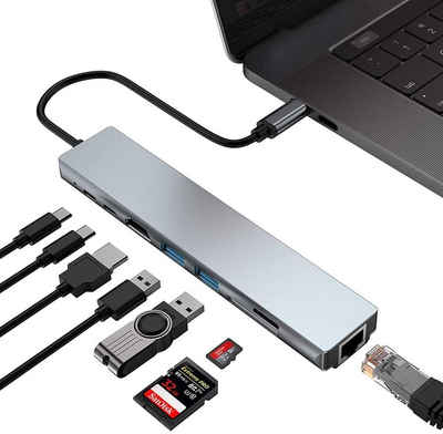 Haiaveng Laptop-Dockingstation USB C Hub Multiport Adapter 8 in 1 Dongle USB Typ C
