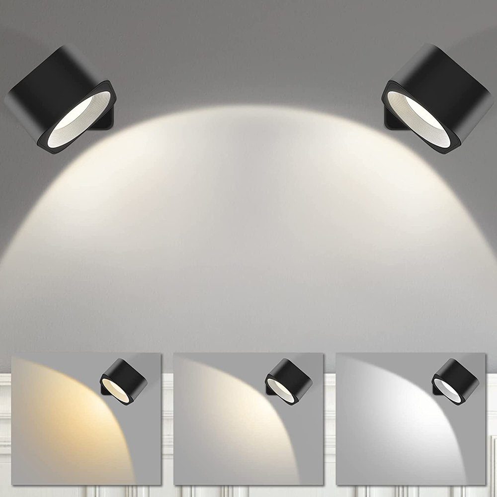 GelldG Bettleuchte Wandlampe mit USB-Ladeanschluss, 360° drehbare Touch Control Leuchte