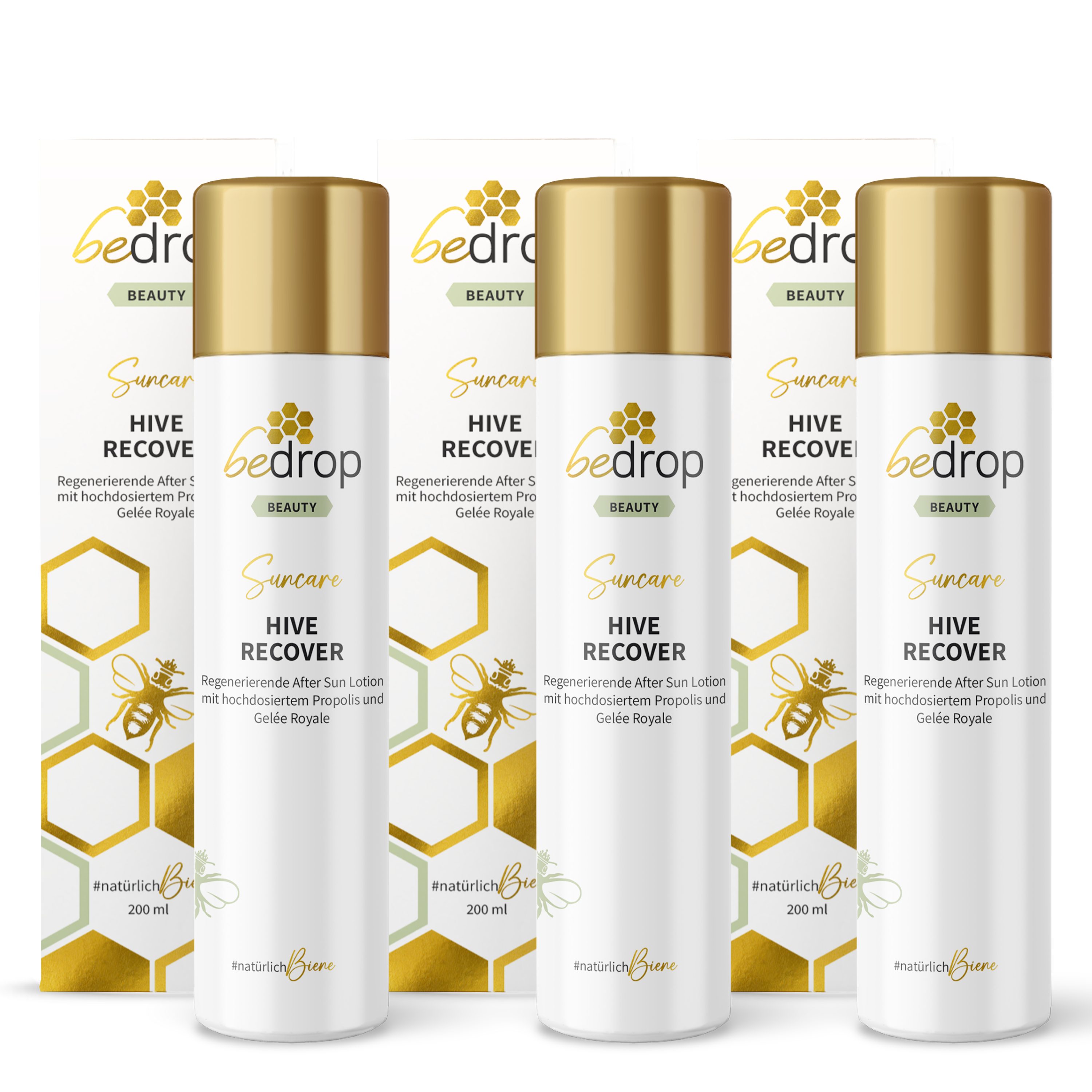 bedrop After Sun-Lotion HIVE RECOVER - After Sun Lotion mit Gelée Royale & Propolis Body Lotion nach dem Sonnenbad, Feuchtigkeitscreme, Regenerationspflege, Regenerierende & kühlende Bodylotion für sonnengestresste Haut, Pflege