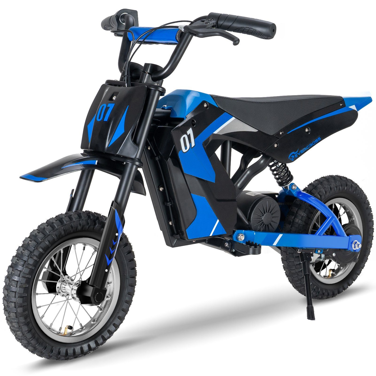 Zoll Kinder mit Luftreifen, blau Elektromotorrad 12 KMH, EV12M Motorrad Evercross Kinder 15KM für Elektro Elektro-Kindermotorrad Lange Reichweite, 300W 8/12/25 Motor