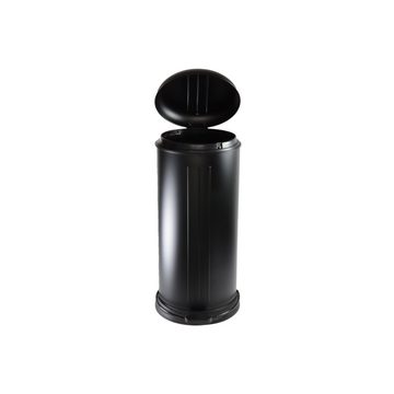 B&S Mülleimer 12 Liter Abfalleimer Treteimer Metall schwarz matt mit Absenkautomatik, mit Absenkautomatik