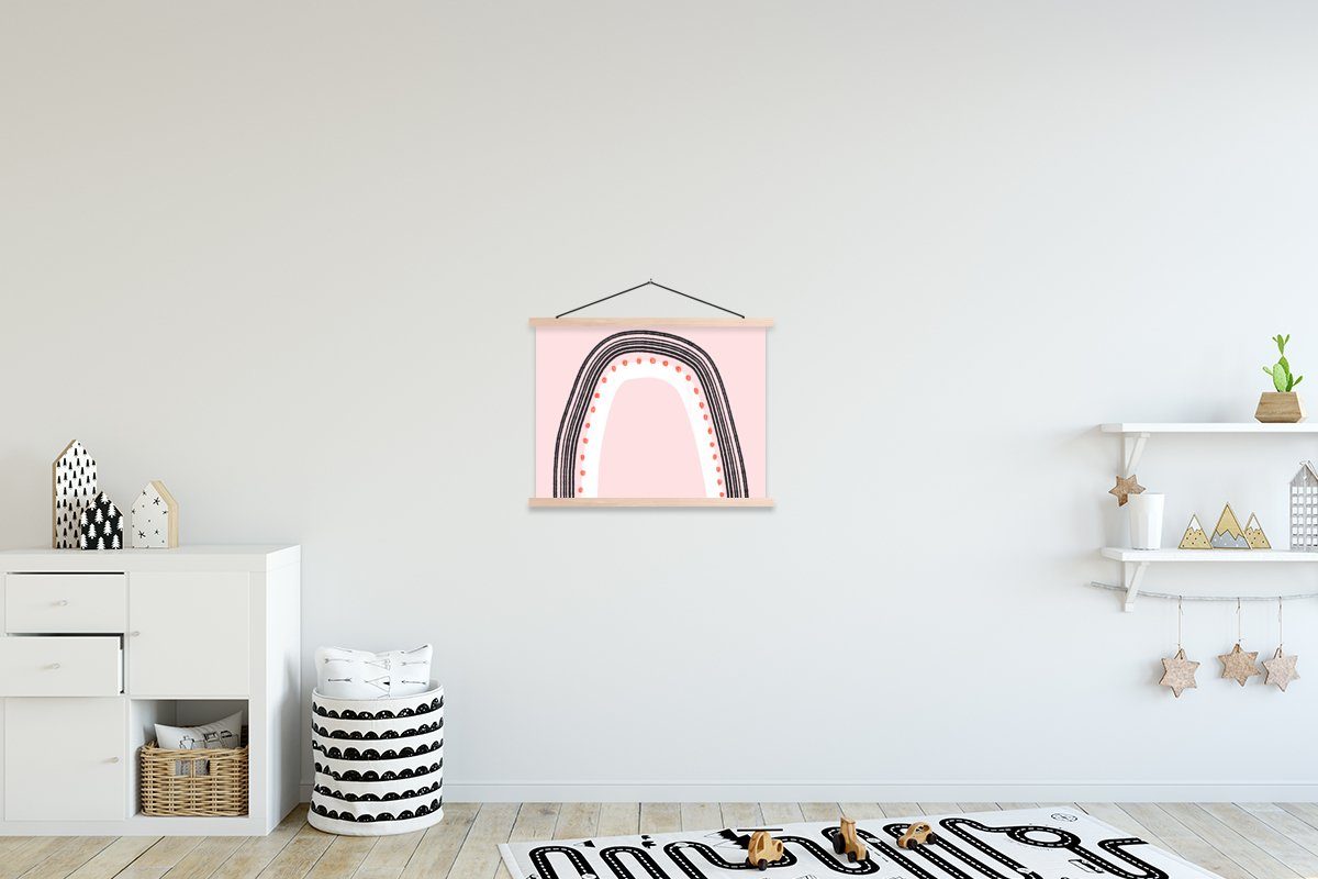 MuchoWow Poster Regenbogen - Minimalismus - Rosa, (1 St), Posterleiste, Textilposter für Wohnzimmer, Bilderleiste, Magnetisch