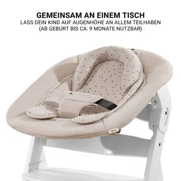 Hauck Hochstuhl Beta Plus White - Newborn Set - Winnie the Pooh Beige, Babystuhl ab Geburt inkl. Aufsatz für Neugeborene, Tisch, Sitzauflage