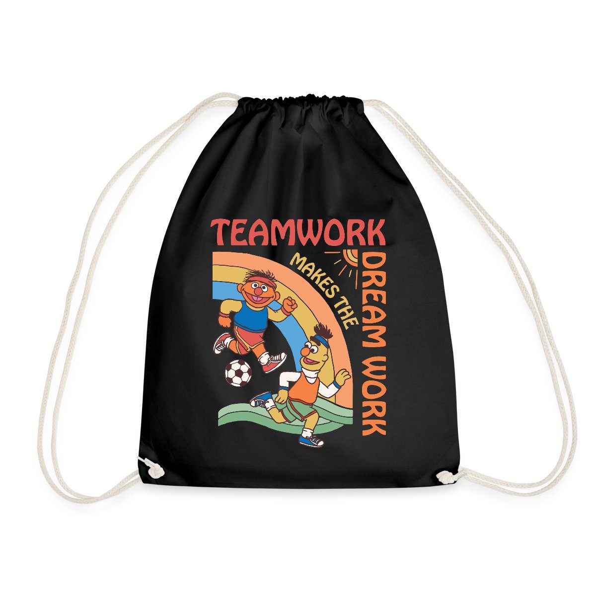 Spreadshirt Turnbeutel Sesamstraße Teamwork Makes The Dream Work Mit Ernie Und Bert Turnbeute (1-tlg)