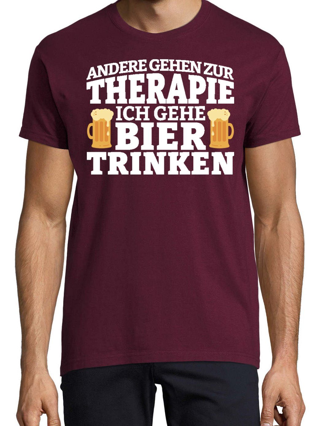 Youth Spruch Burgund mit Bier Herren Therapie Lustigem Shirt Bier Designz T-Shirt