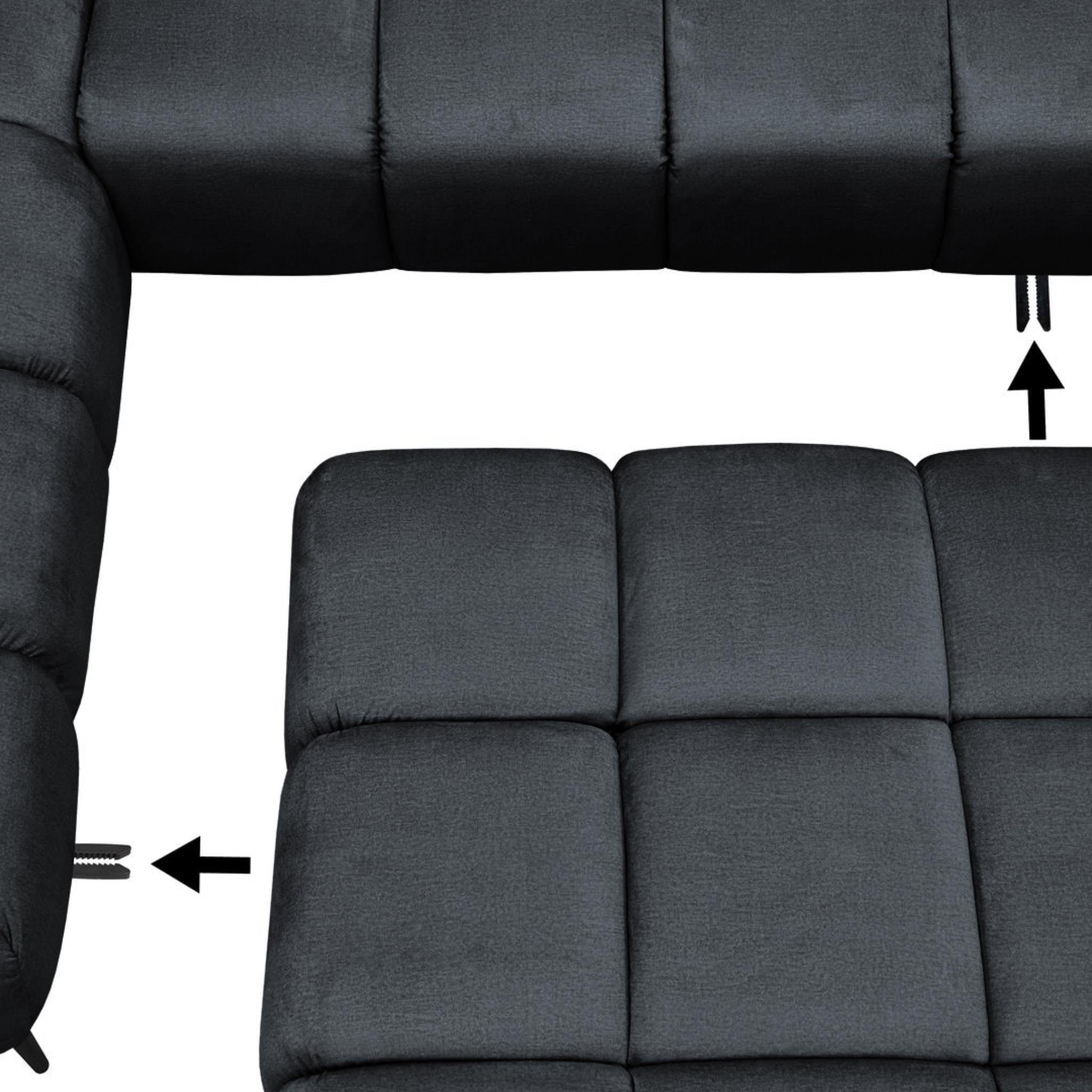 Sitzfläche, (monolith Vanessa (XXL Sitzhocker Design), im 97) cm in 131x97 Steppungen der dunkelgrau modernes Beautysofa Format,