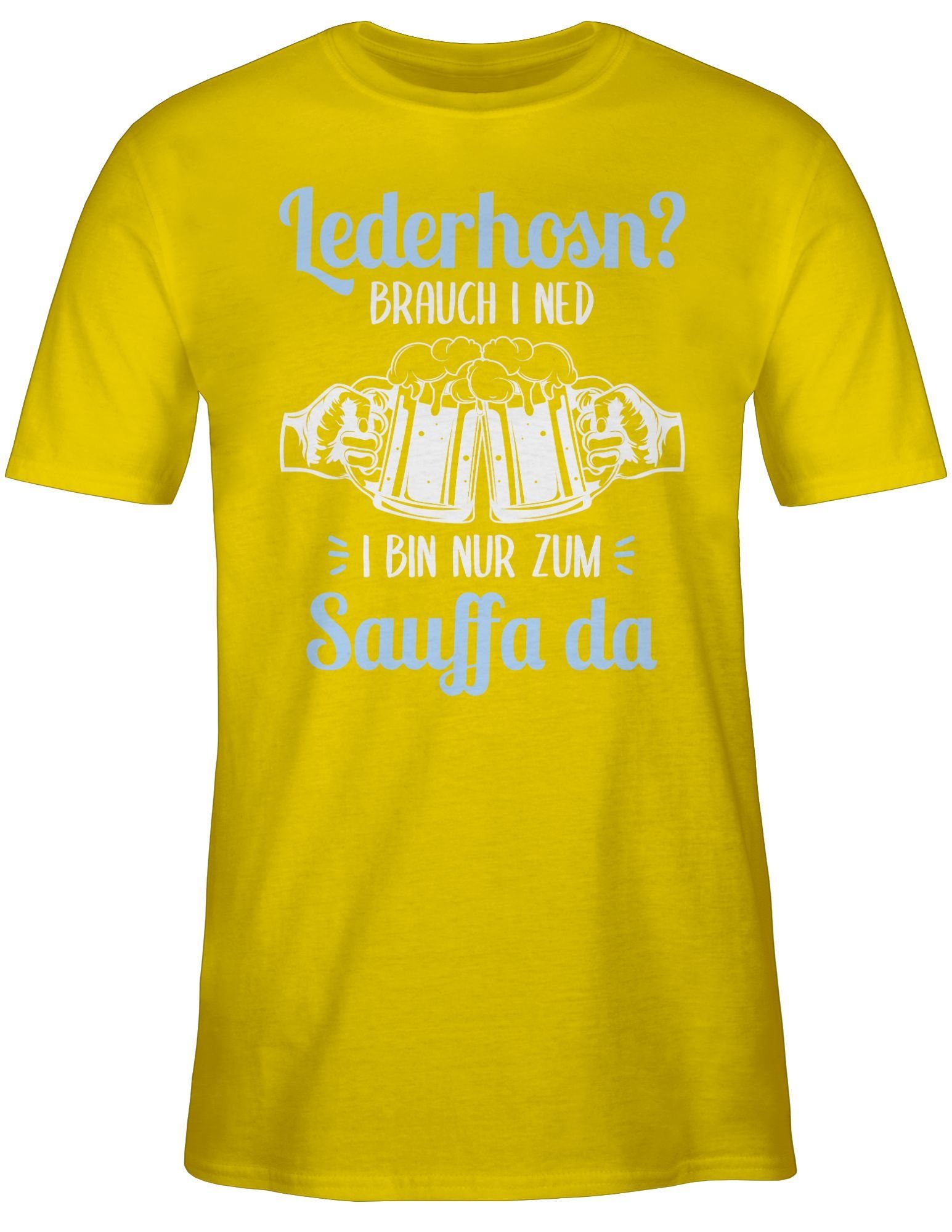 Mode Lederhosn T-Shirt 3 Brauch Gelb Herren i Oktoberfest zum nur da Sauffa für Bin ned Shirtracer