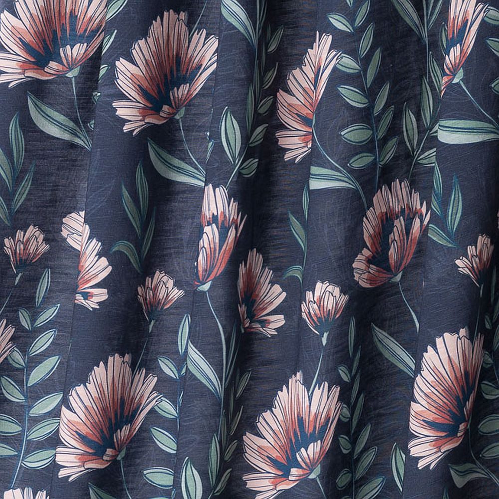 Stoff Bio Jersey Blumen, Lillestoff Helene dunkelblau