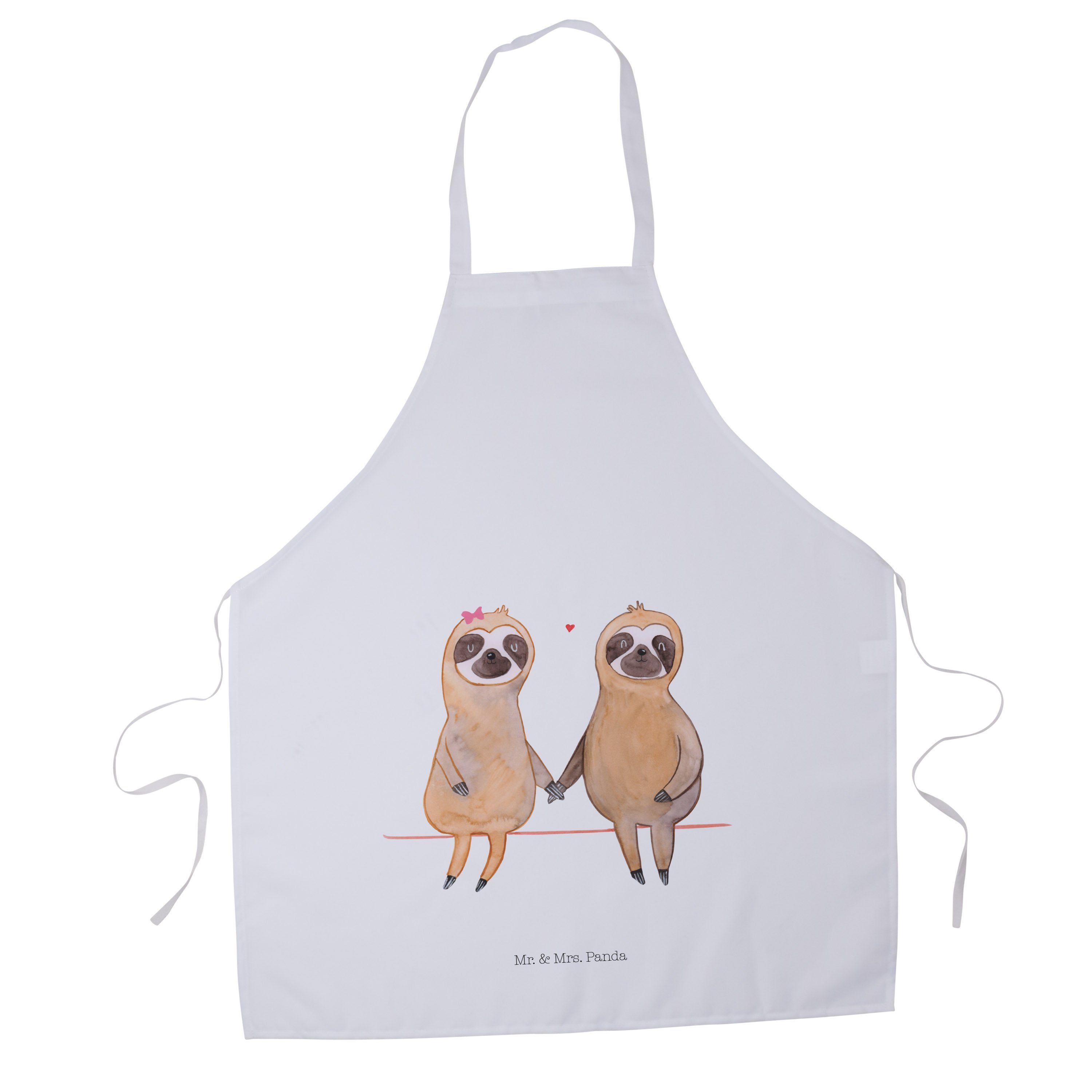 Mr. & Mrs. Panda Kochschürze Faultier Pärchen, Kellnerschürze, Weiß, Küchenschürze, Küchenzubehör, (Packung, 1-tlg)