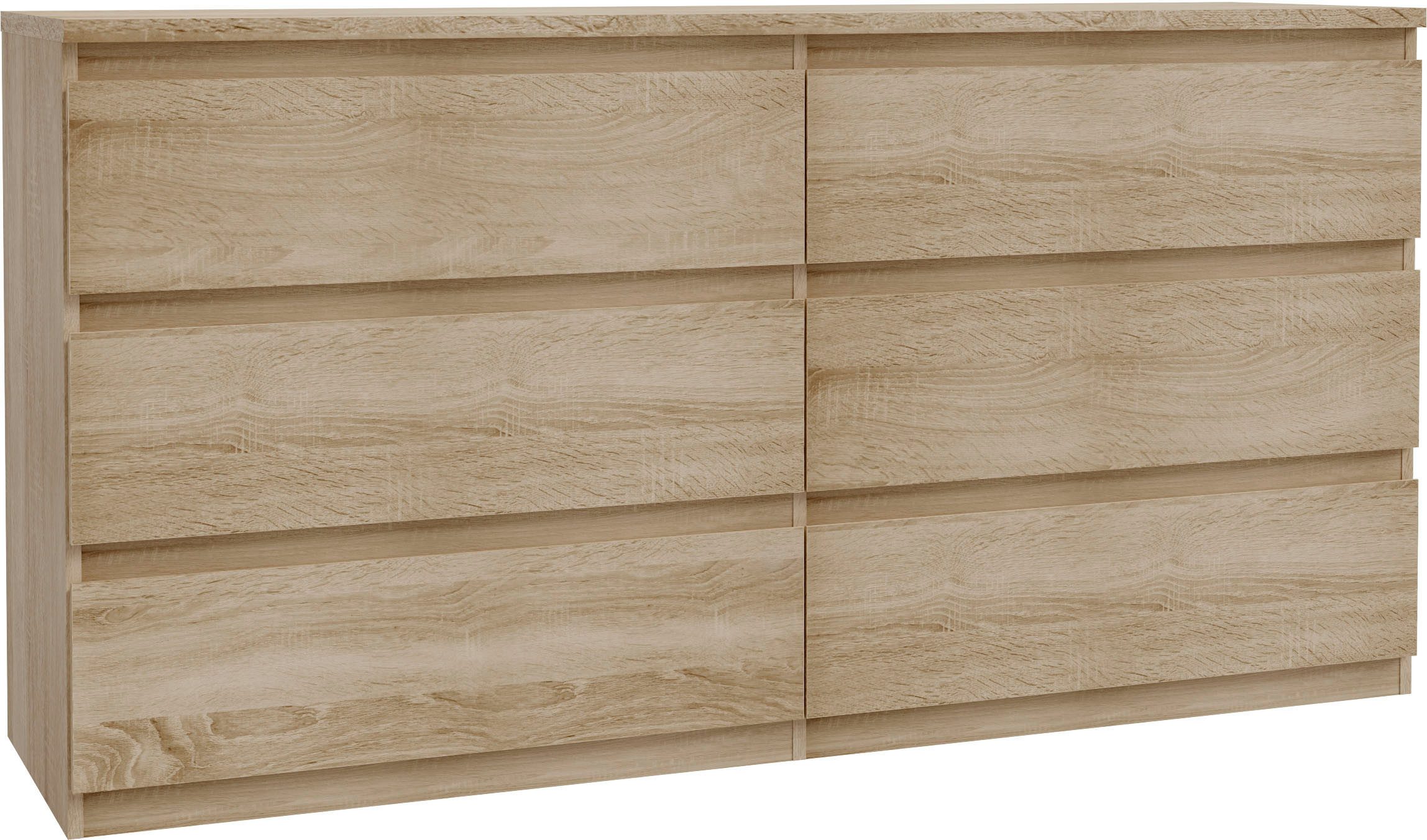 FORTE Kommode Edmore, große Kommode, grifflose Front, Stauraum, 6 Schubladen