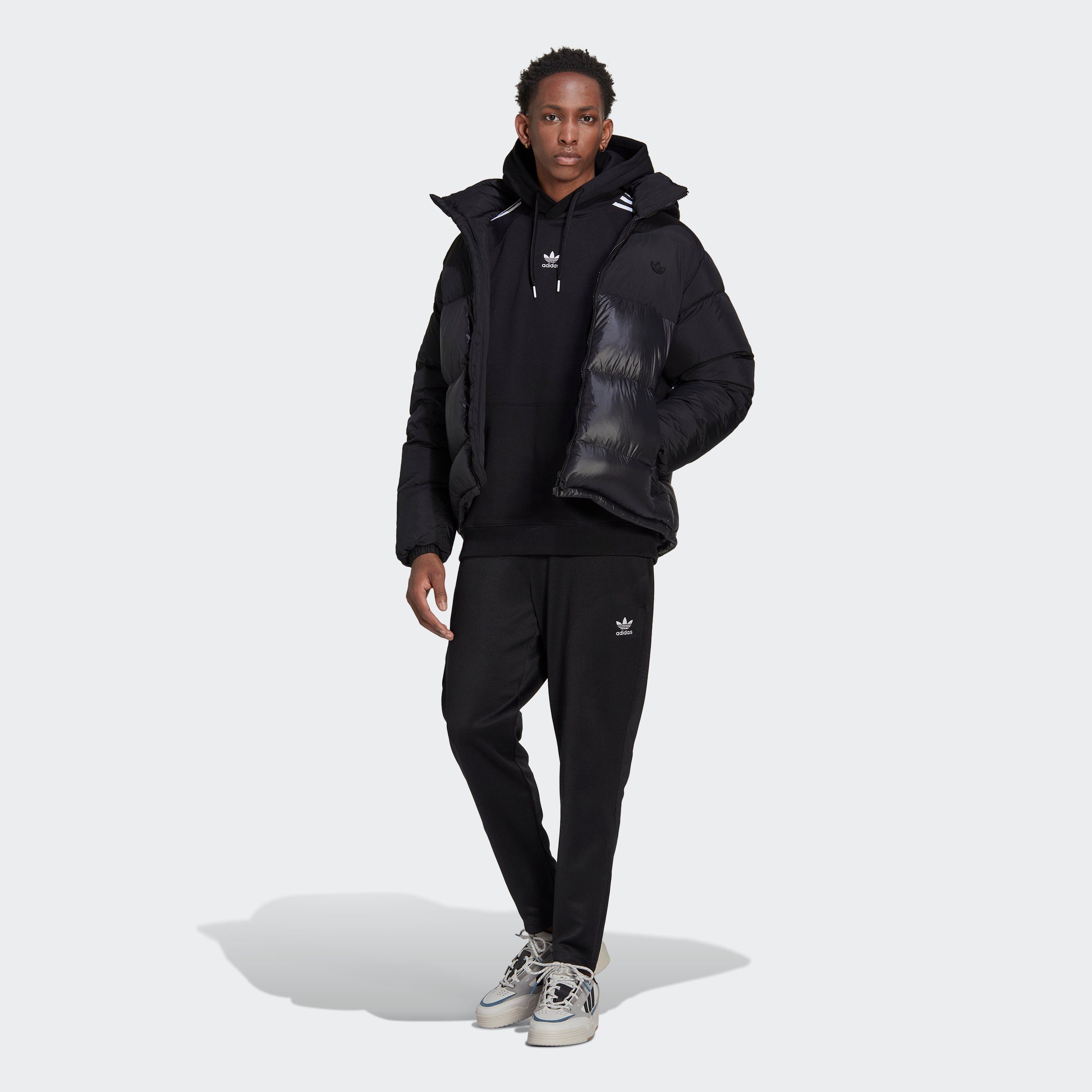 adidas Originals Outdoorjacke DOWN HOODED PUFFER REGEN DAUNENJACKE schwarz