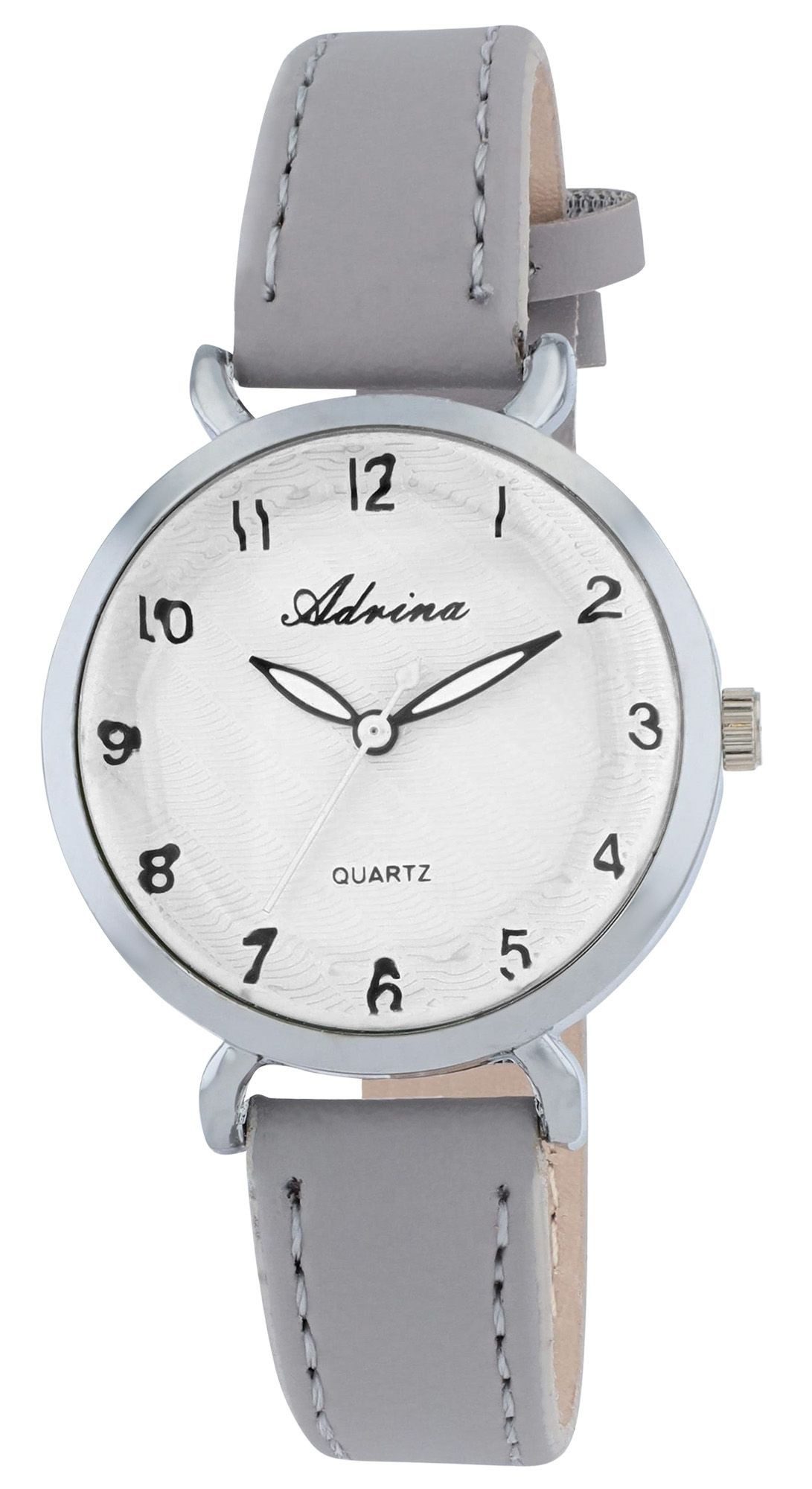 Adrina Quarzuhr 1900309 Metall/Edelstahl, Lederimitationsband, silberfarben günstig online kaufen