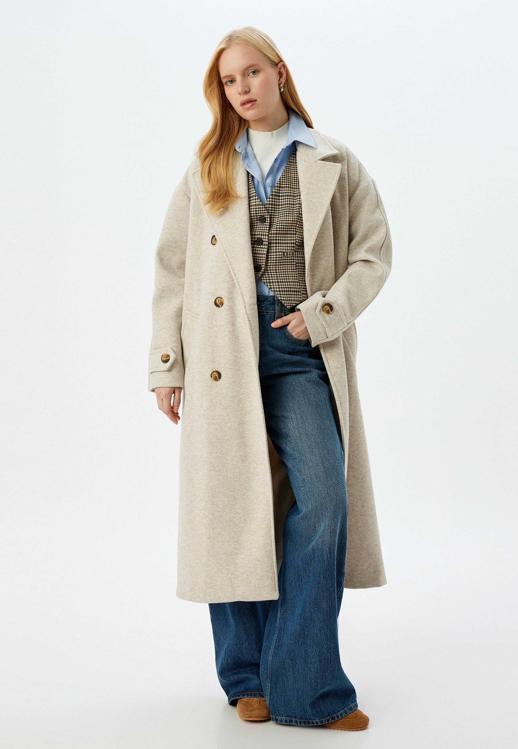 Koton Langmantel Oversize Mit Bauchgurt Langmantel