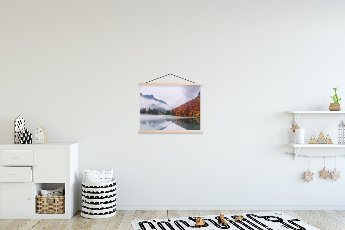 MuchoWow Poster Herbst - Nebel - Wasser - Landschaft, (1 St), Posterleiste, Textilposter für Wohnzimmer, Bilderleiste, Magnetisch