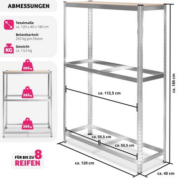 tectake Schwerlastregal Reifenregal für bis zu 8 Reifen, Einzelstück