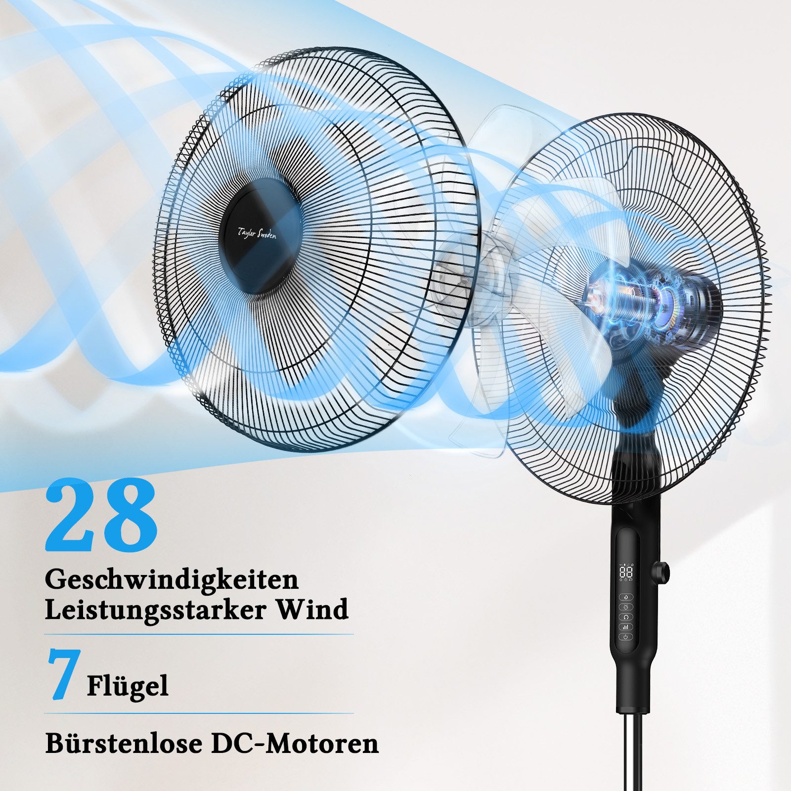 Aigostar Standventilator Leise Ventilator, Oszillation, 3 günstig online kaufen