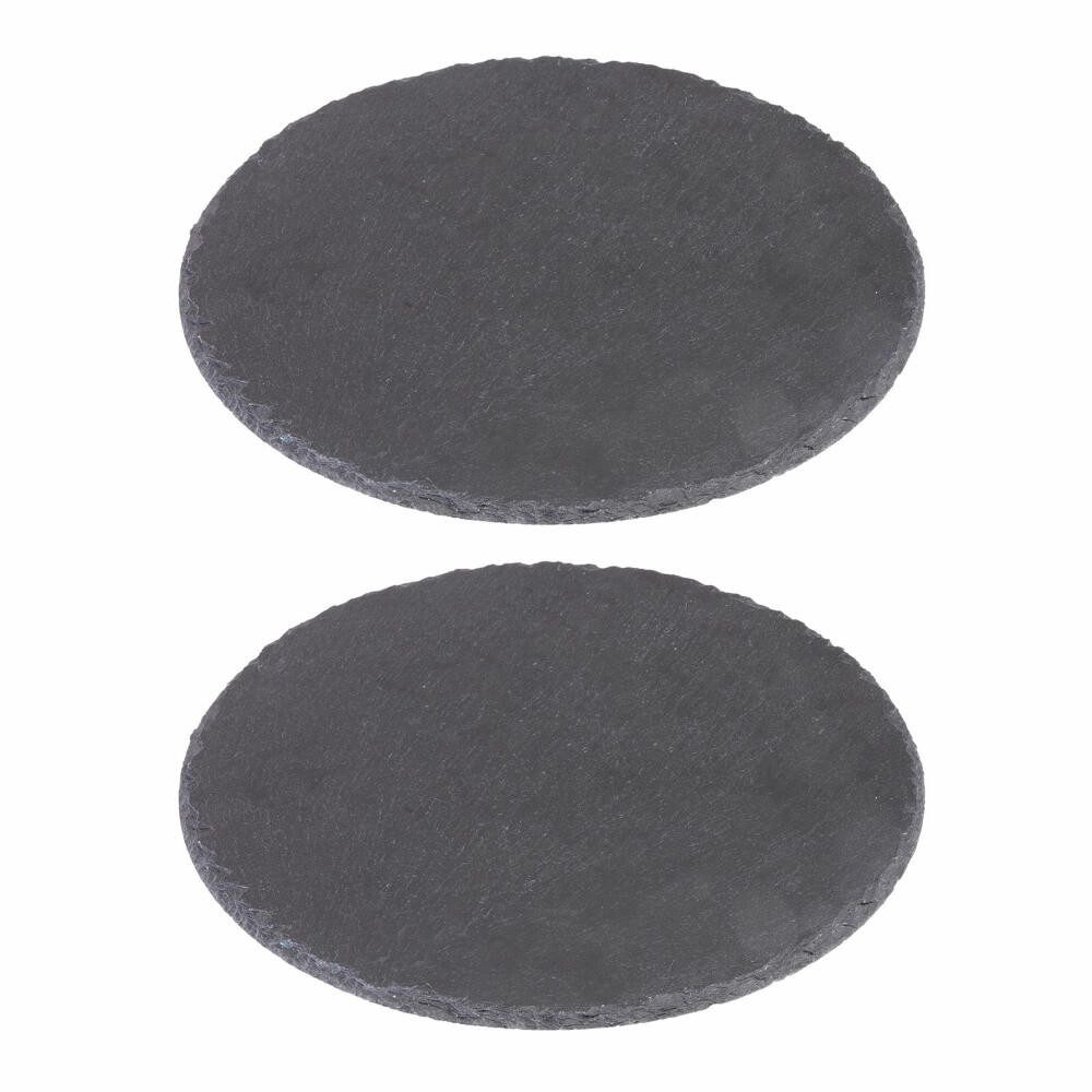 WESTMARK Servierbrett 2 Naturschieferplatten »Tapas + Friends«, rund, ø 30 cm, Schiefer, lebensmittelechte Beschichtung, stilvolles Anrichten und Servieren