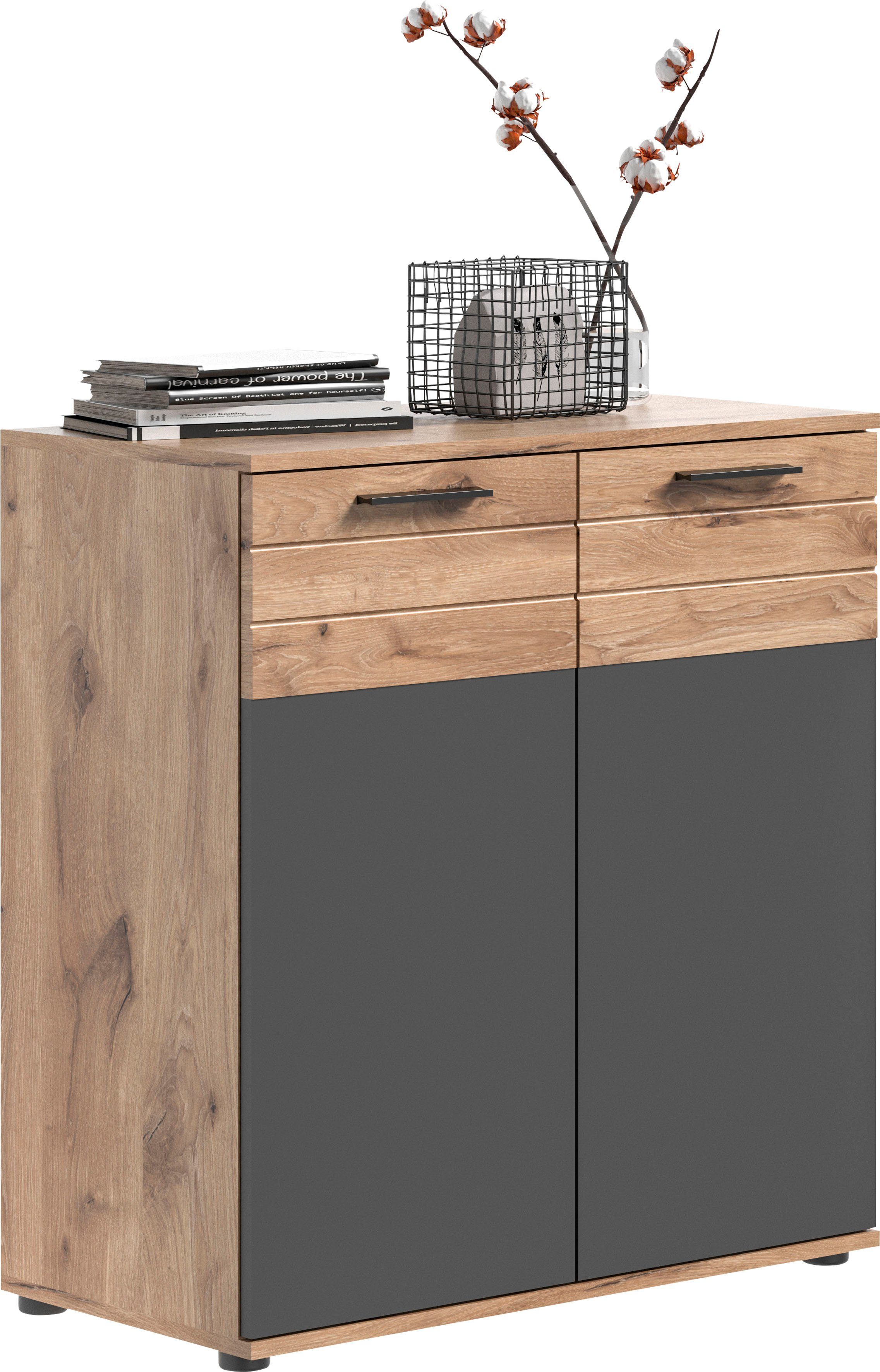 Sideboard Riga, Breite 90 cm, 2 Türen mit Softclose, 4 Einlegeböden, 6 Fächer