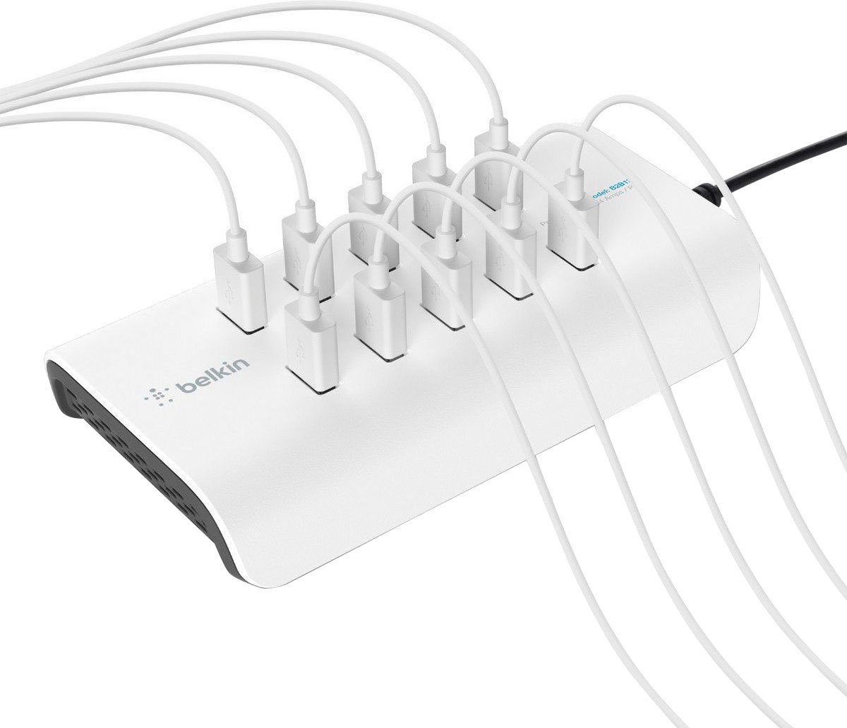Belkin 10-Port USB-Ladestation,120W, 2,4A pro Port USB-Ladegerät (2400 mA, Regionale Steckersets für die USA, Großbritannien, Europa und Asien)