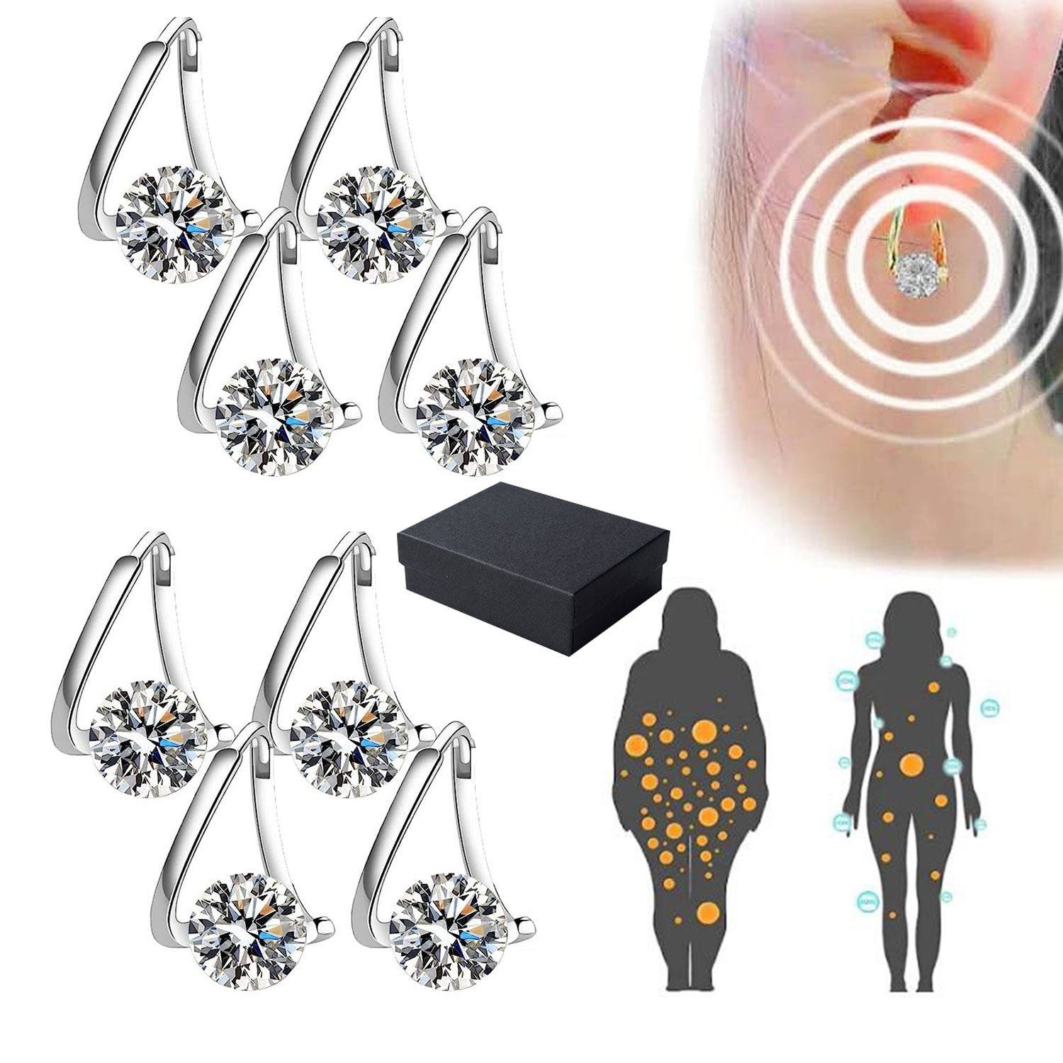 Daisred Ohrring-Set Magnetotherapie-Ohrringe Paar Gold 4 Damen Lymphatische