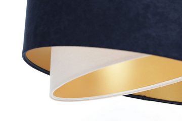 Kiom Pendelleuchte Henny P Velours marine blue, white & gold Ø 45 cm, für wechselbare Leuchtmittel, Leuchtmittel nicht inklusive, Leuchtmittel abhängig