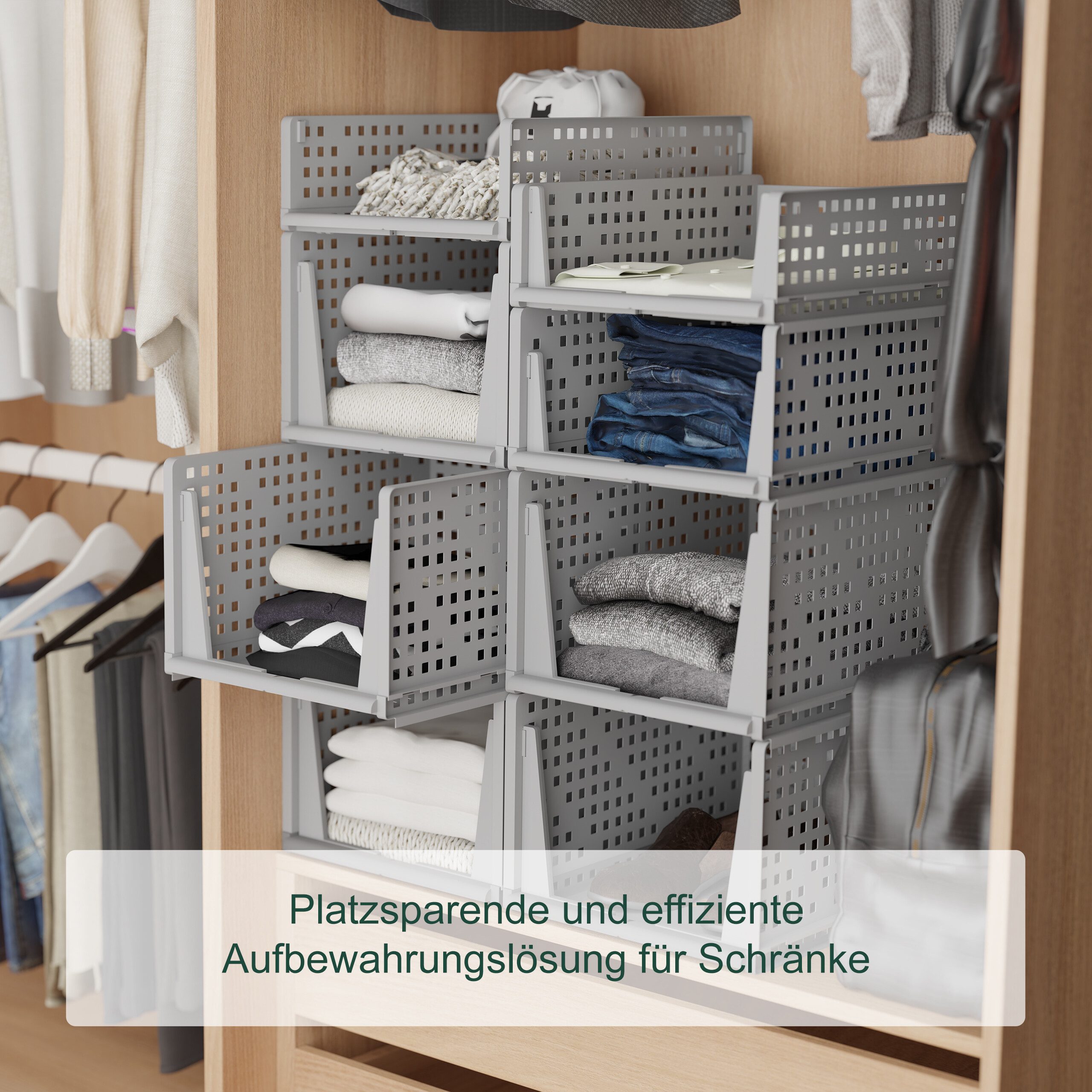 relaxdays Aufbewahrungsbox Schrank Organizer im 3er Set (3 St), grau, L – Bild 2 von 5