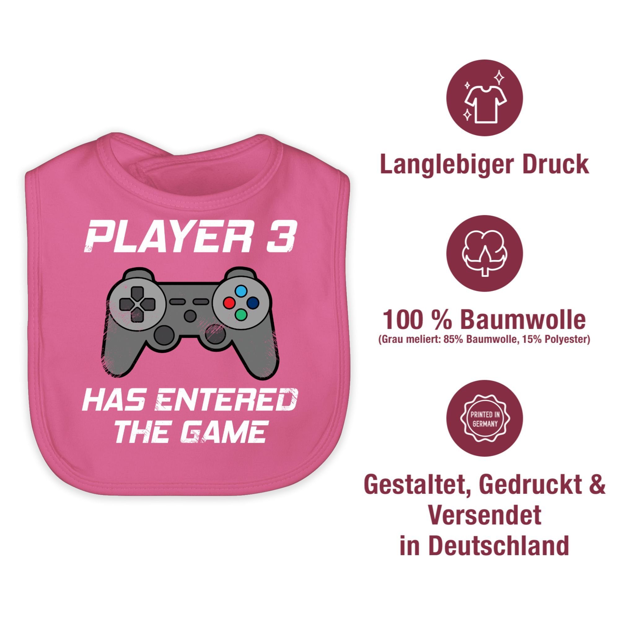 Kinder Jungen (Gr. 50 - 92) Shirtracer Lätzchen Player 3 has entered the game Controller grau - Geburt Geschenke für Baby - Baby