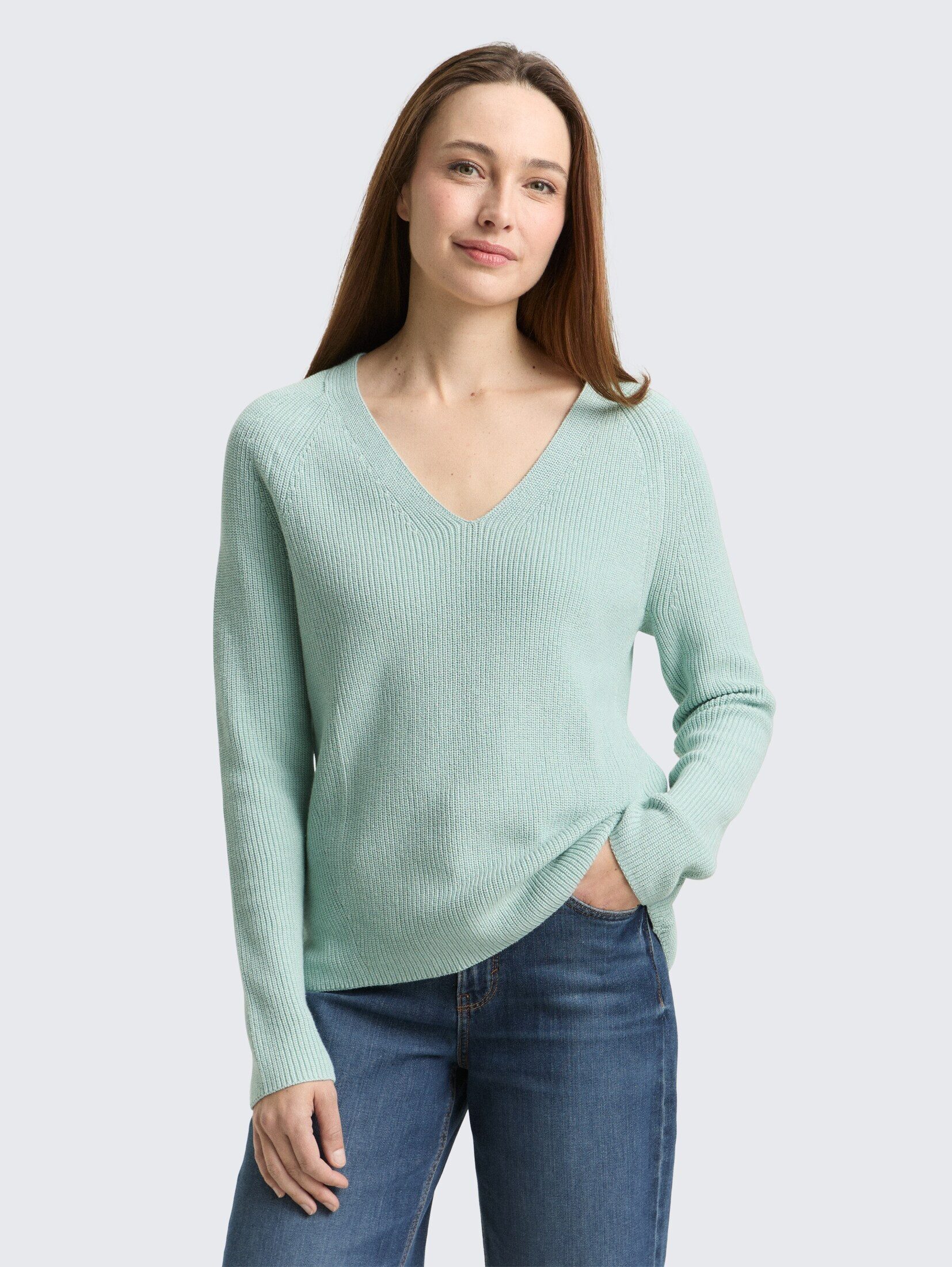 TOM TAILOR Strickpullover Pullover & Strickjacken Strickpullover mit V-Ausschnitt