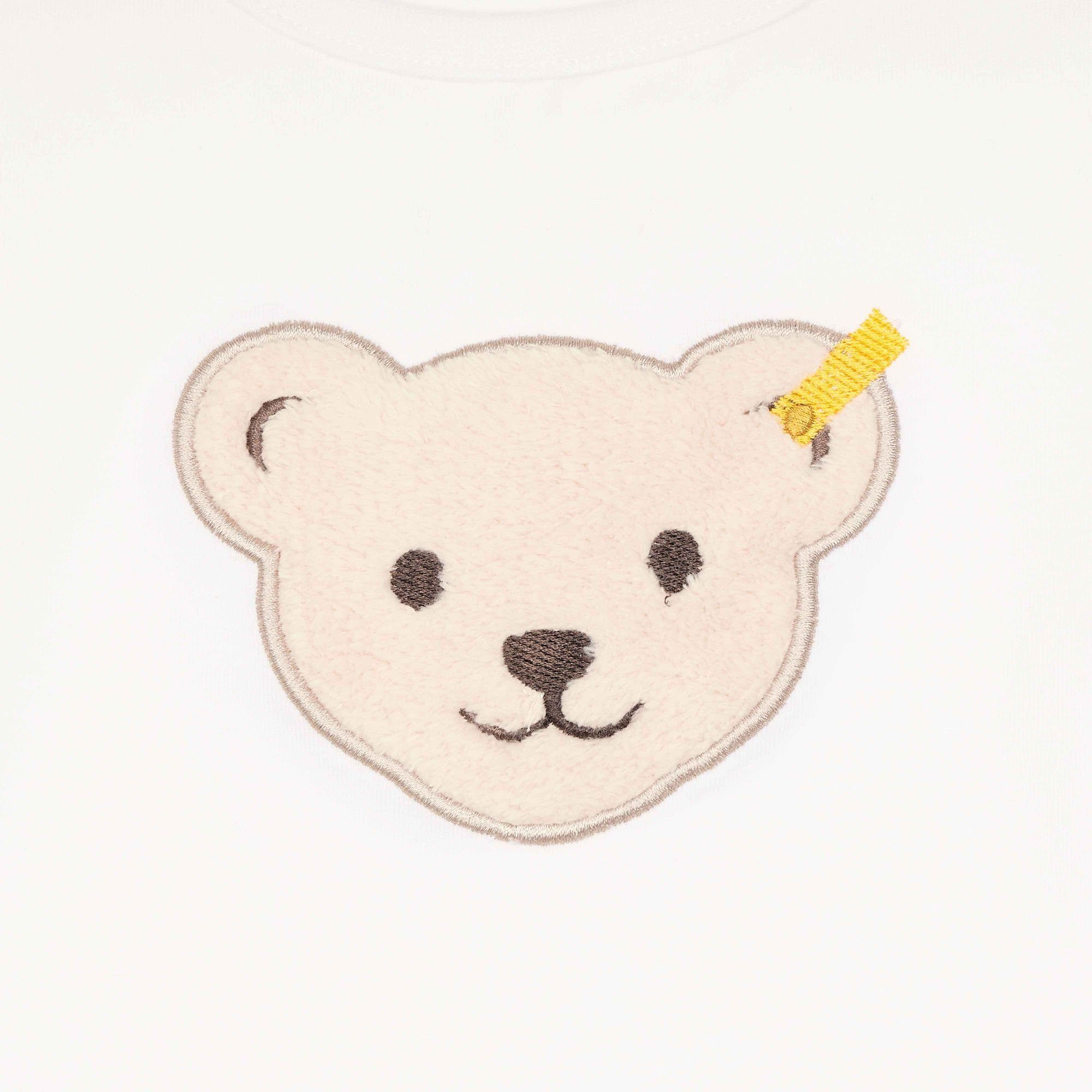 Weiß Kinder T-Shirt Teddy-Applikation - Steiff Langarm-Shirt Basic,