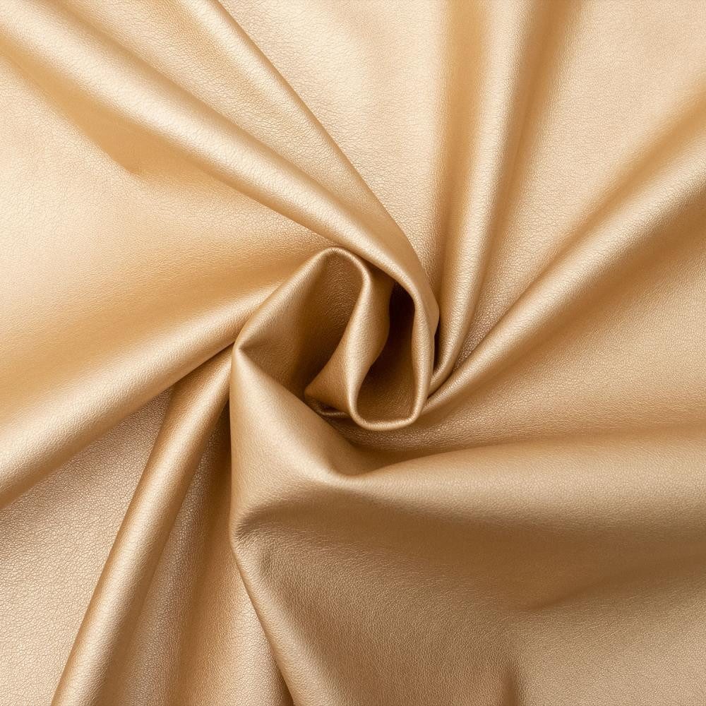 SCHÖNER LEBEN. Stoff Kunstleder Stoff Meterware Stretch gold– dehnbares Lederimitat 140cm, abwaschbar