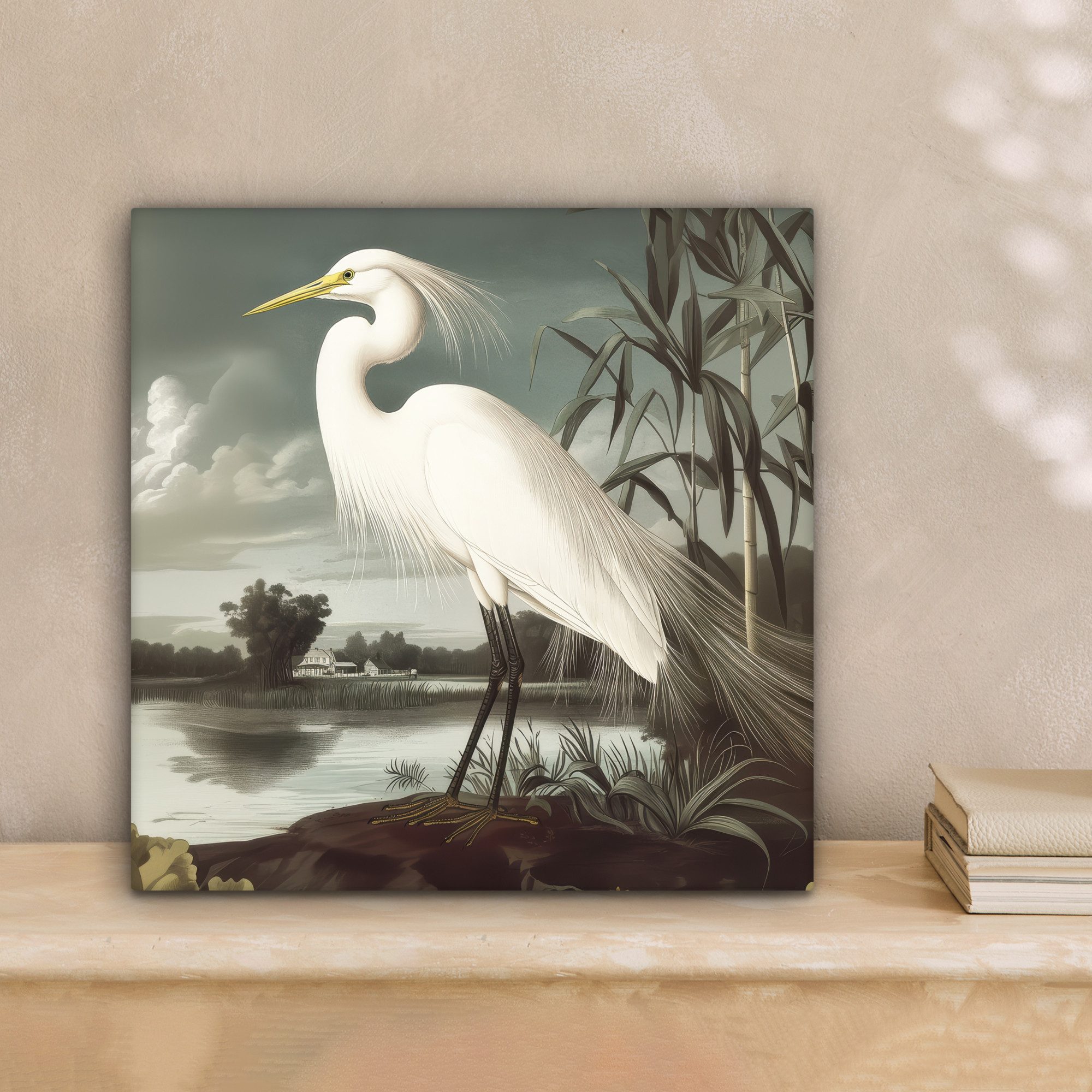OneMillionCanvasses® Leinwandbild Reiher - Pflanzen - günstig online kaufen