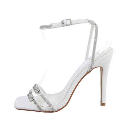Ital-Design Damen Abendschuhe Elegant Sandalette Pfennig-/Stilettoabsatz Sandalen & Sandaletten in Weiß