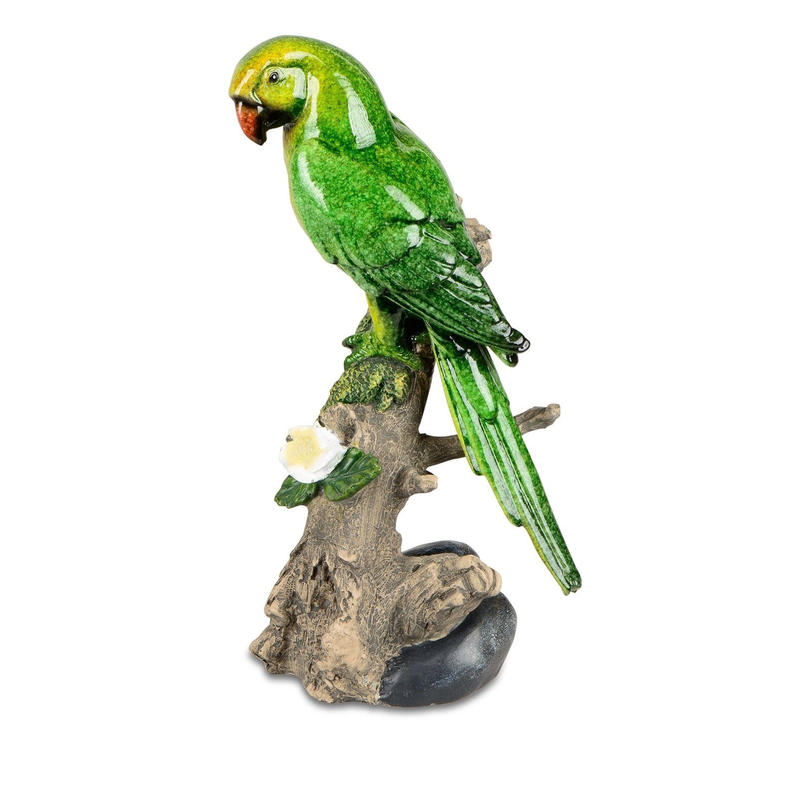 Dekofigur auf Papagei Dekofigur formano Zweig, grün St) (1