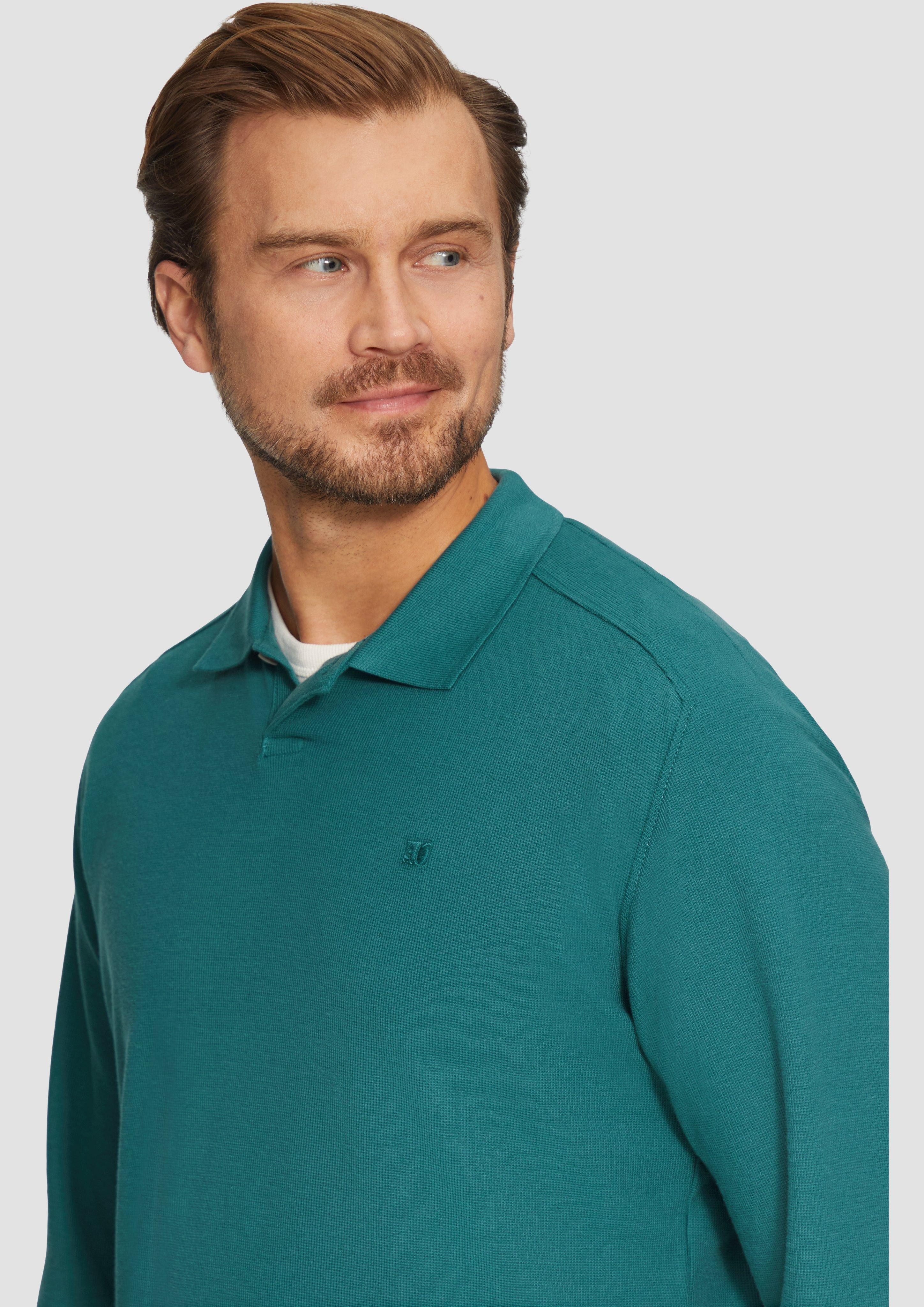 s.Oliver Langarmshirt Poloshirt aus Baumwolle mit günstig online kaufen
